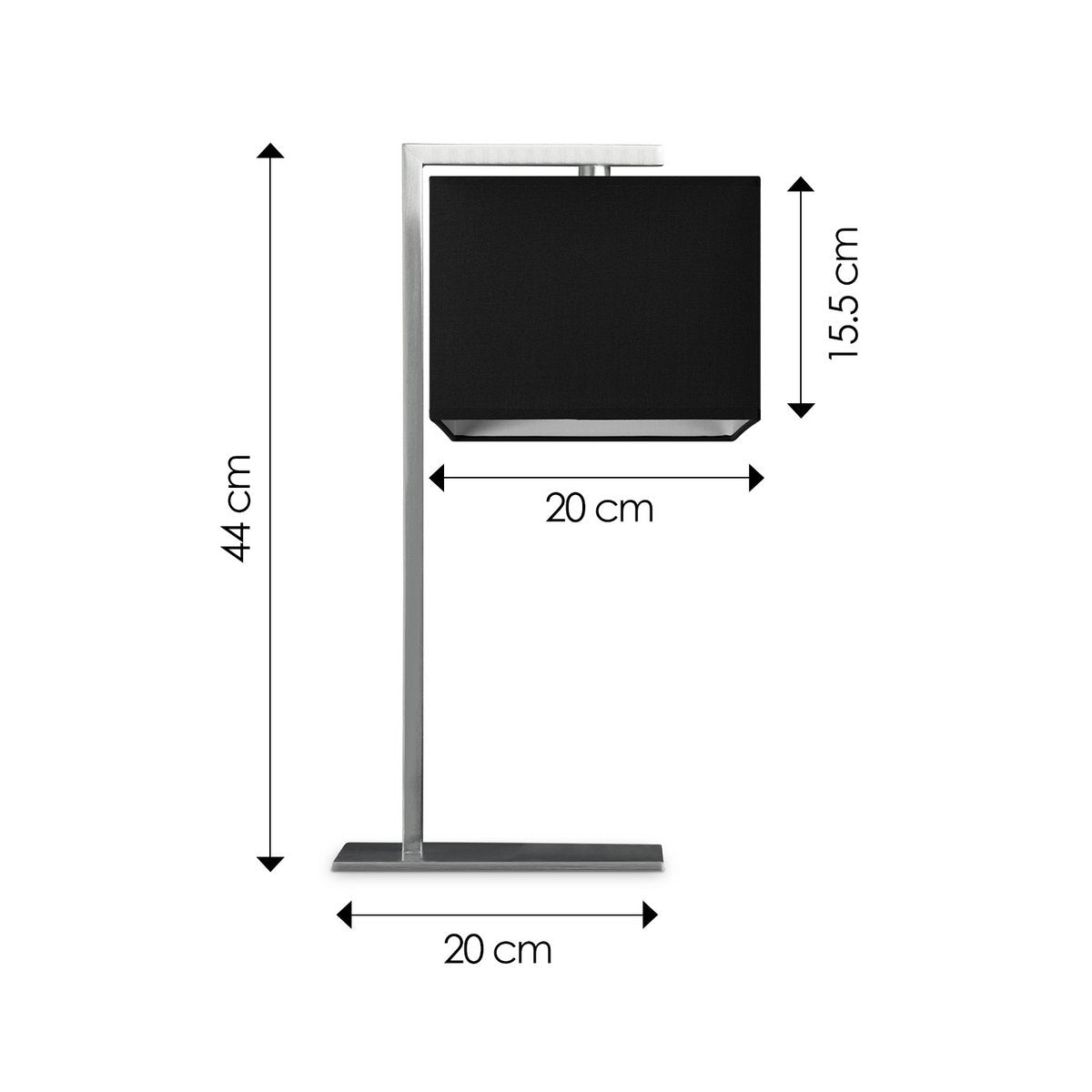 Tafellamp Bling - Block, E27, zwart, 20x20x15,5cm