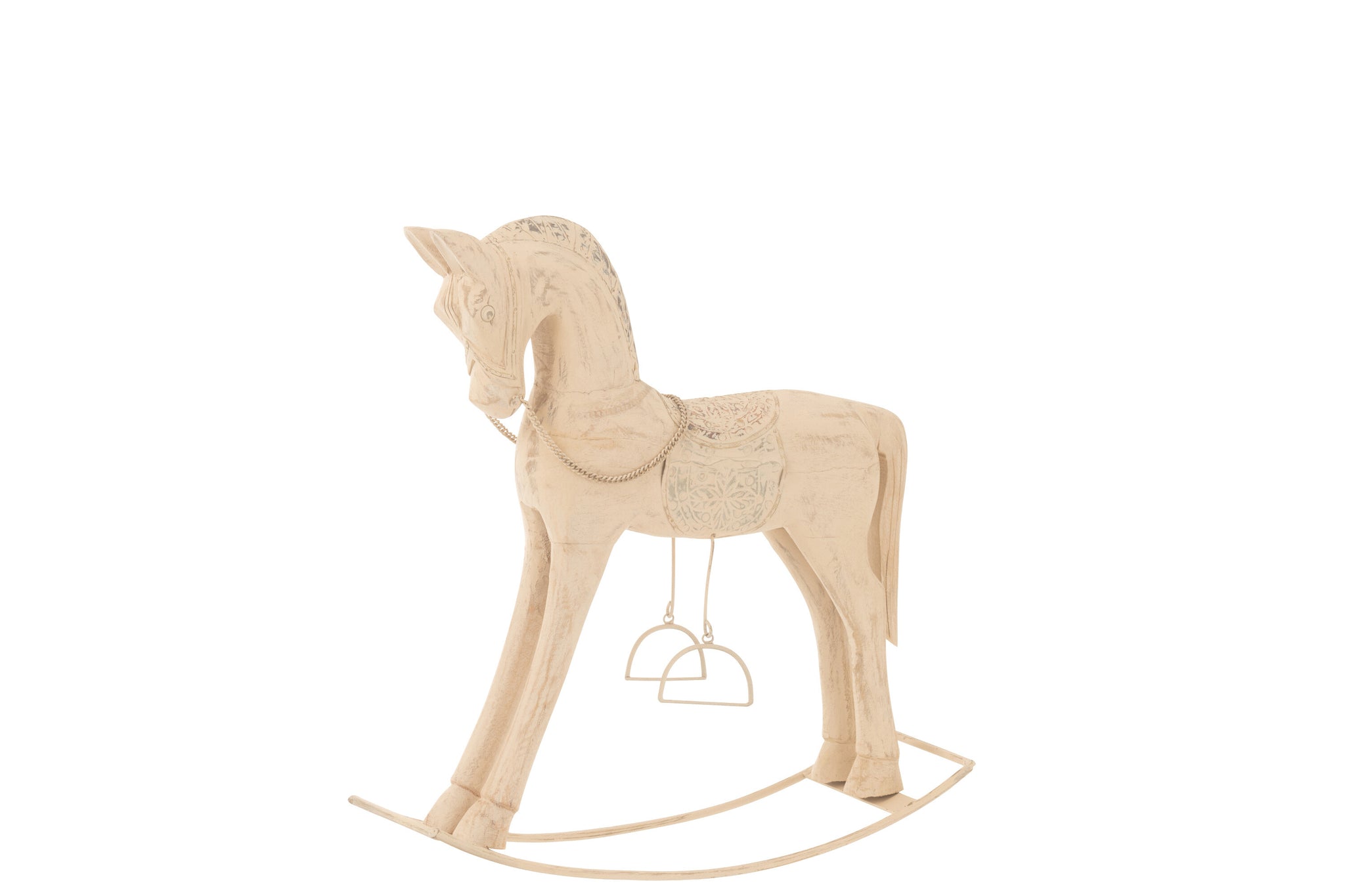 Schommelpaard Topo Mangohout/Metaal Natuurlijk Klein