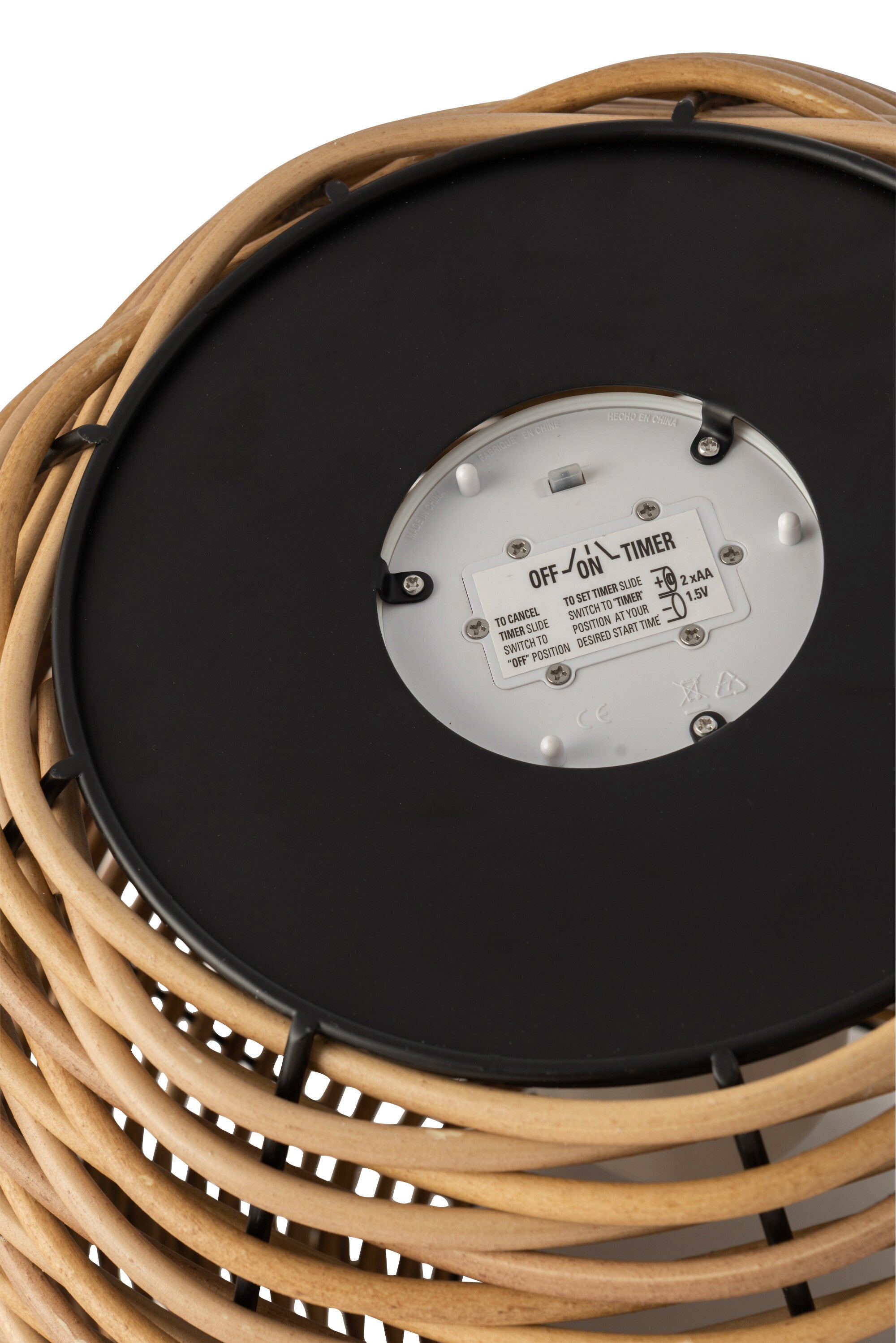 J-Line lantaarn Gewoven - kunststof - naturel - LED lichtjes - klein