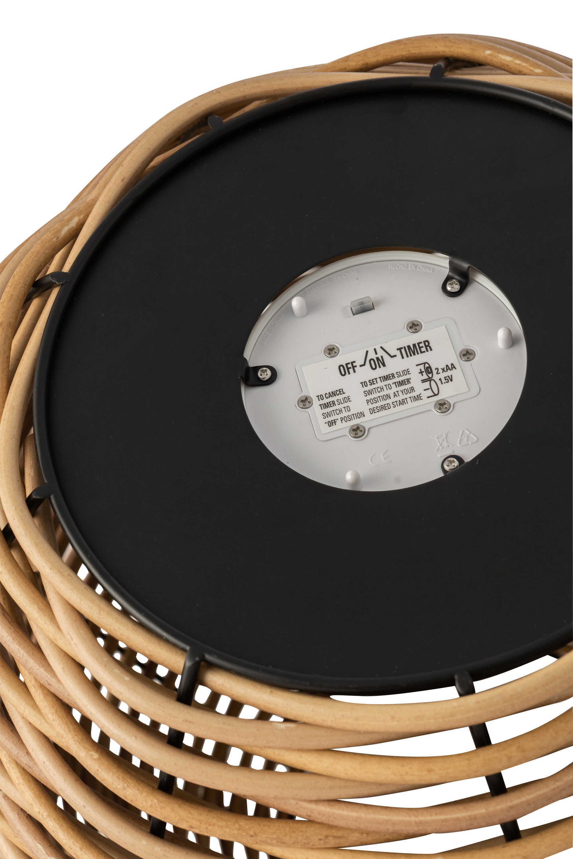 Lantaarn Geweven Led Plastic Natuurlijk Middelgroot