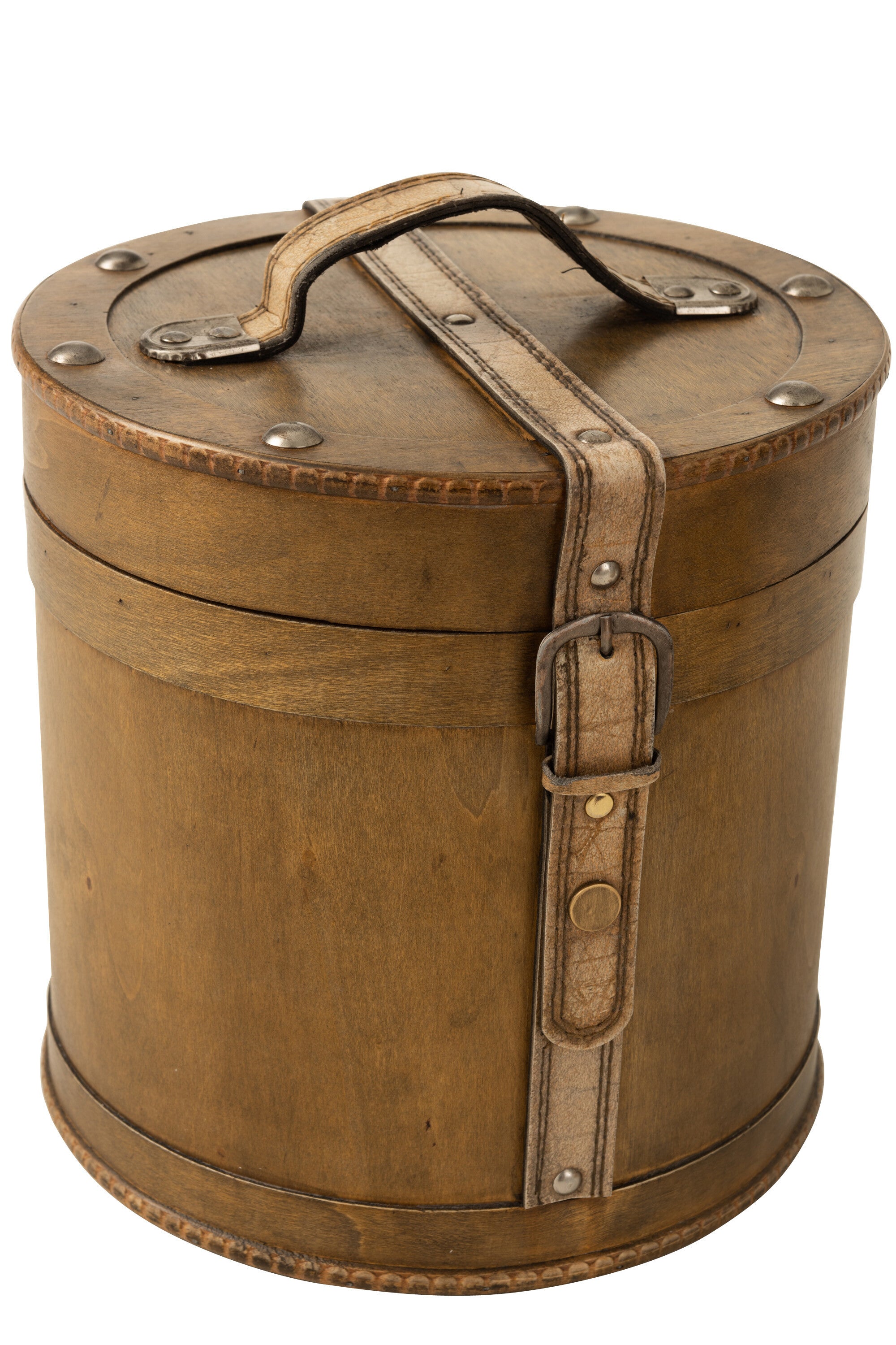 J-Line Set Van 2 Koffers Rond Hout Beige