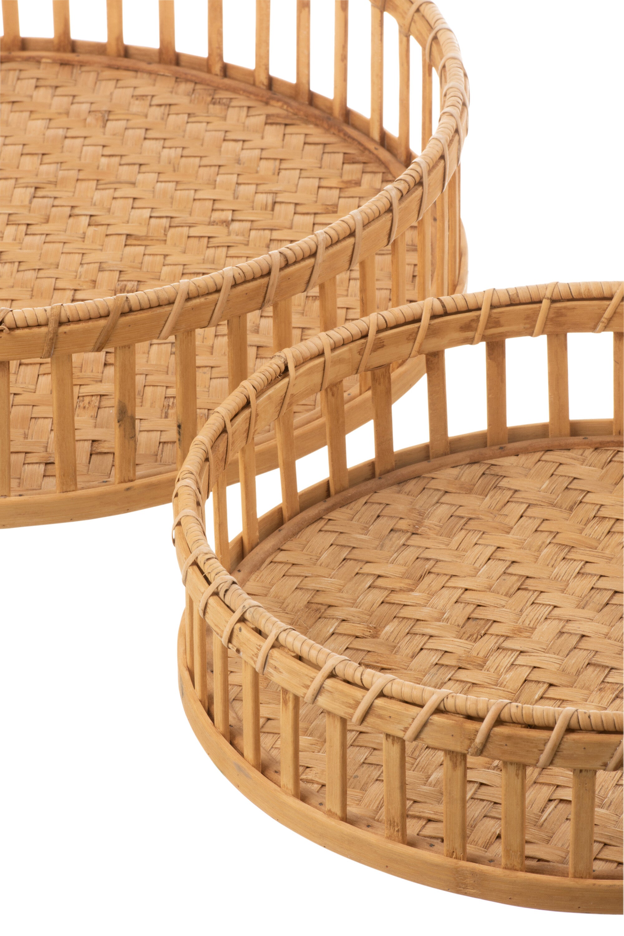 J-Line Set Van 3 Plateau Rond Bamboe Naturel