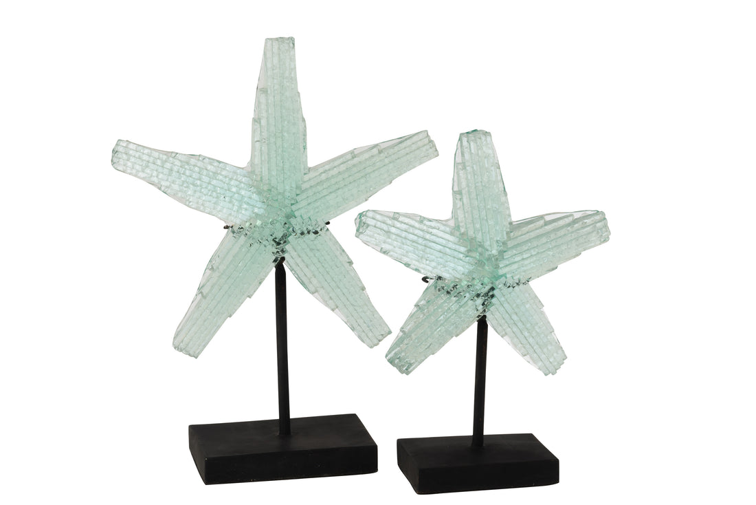 Zeester Op Voet Gerecycled Glas Transparant Groot