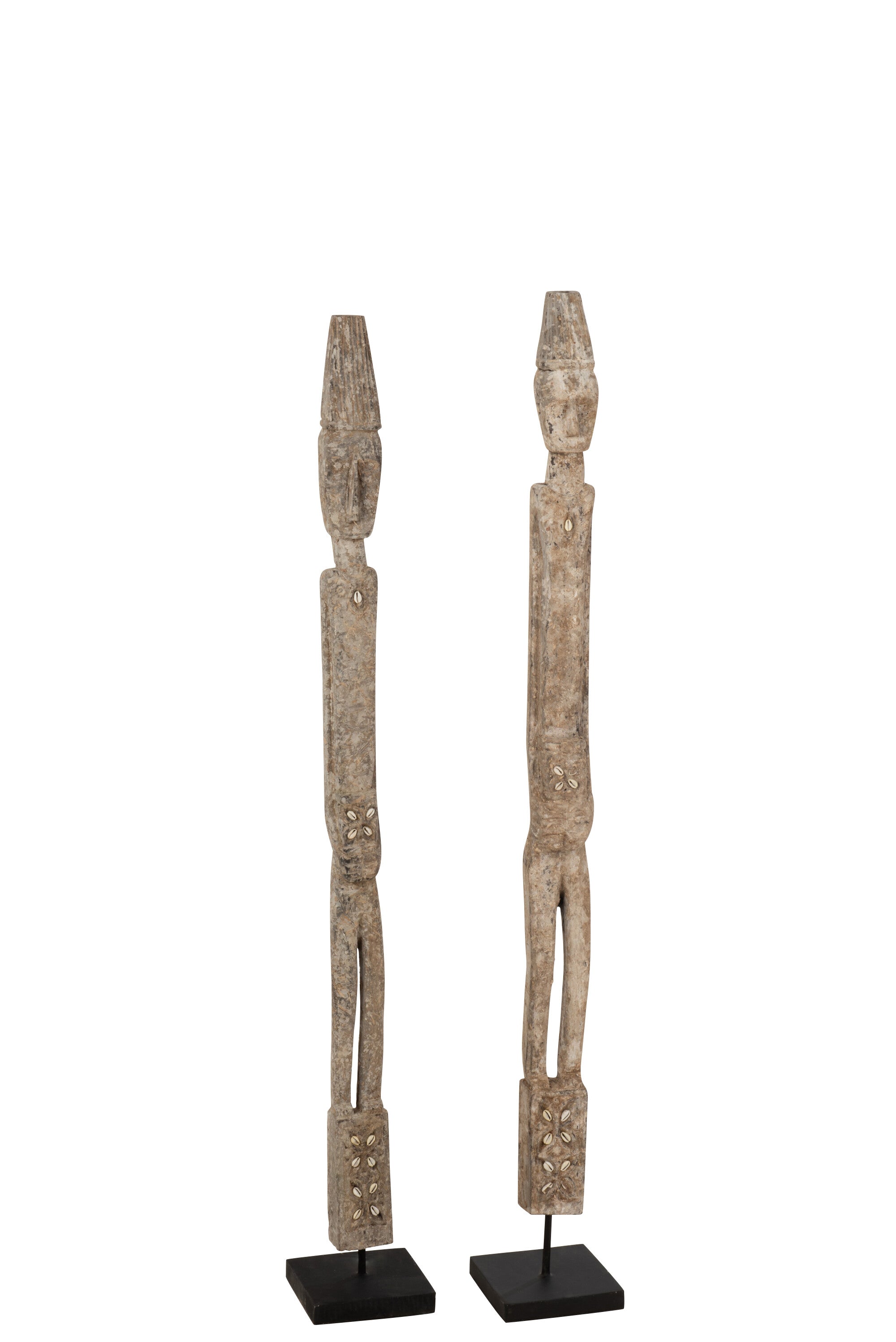 Beeld Te Voet Kali Alabasia Hout Grijs Medium Assortiment Van 2