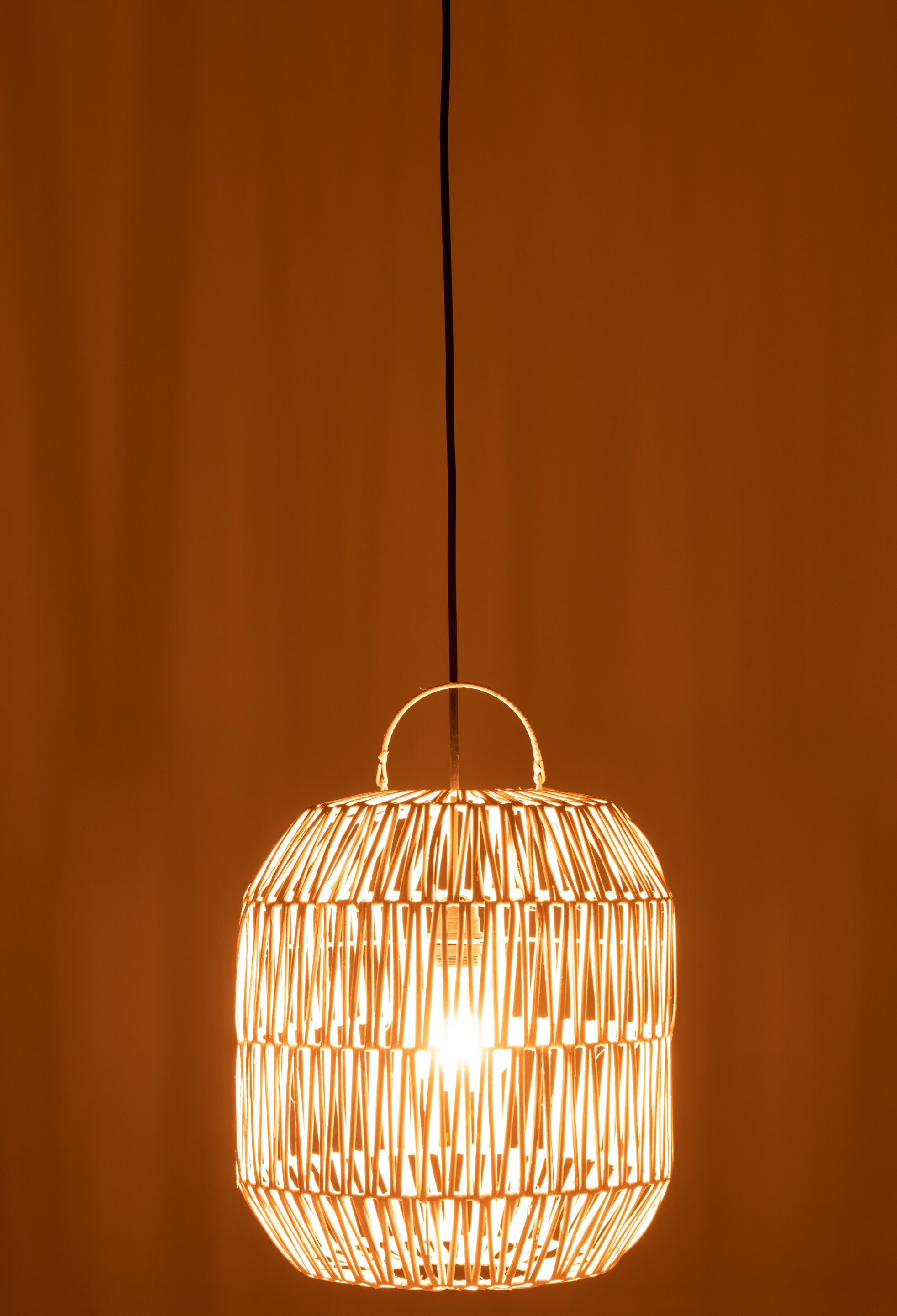 J-Line Lampkap Cyclinder Rotan Wit