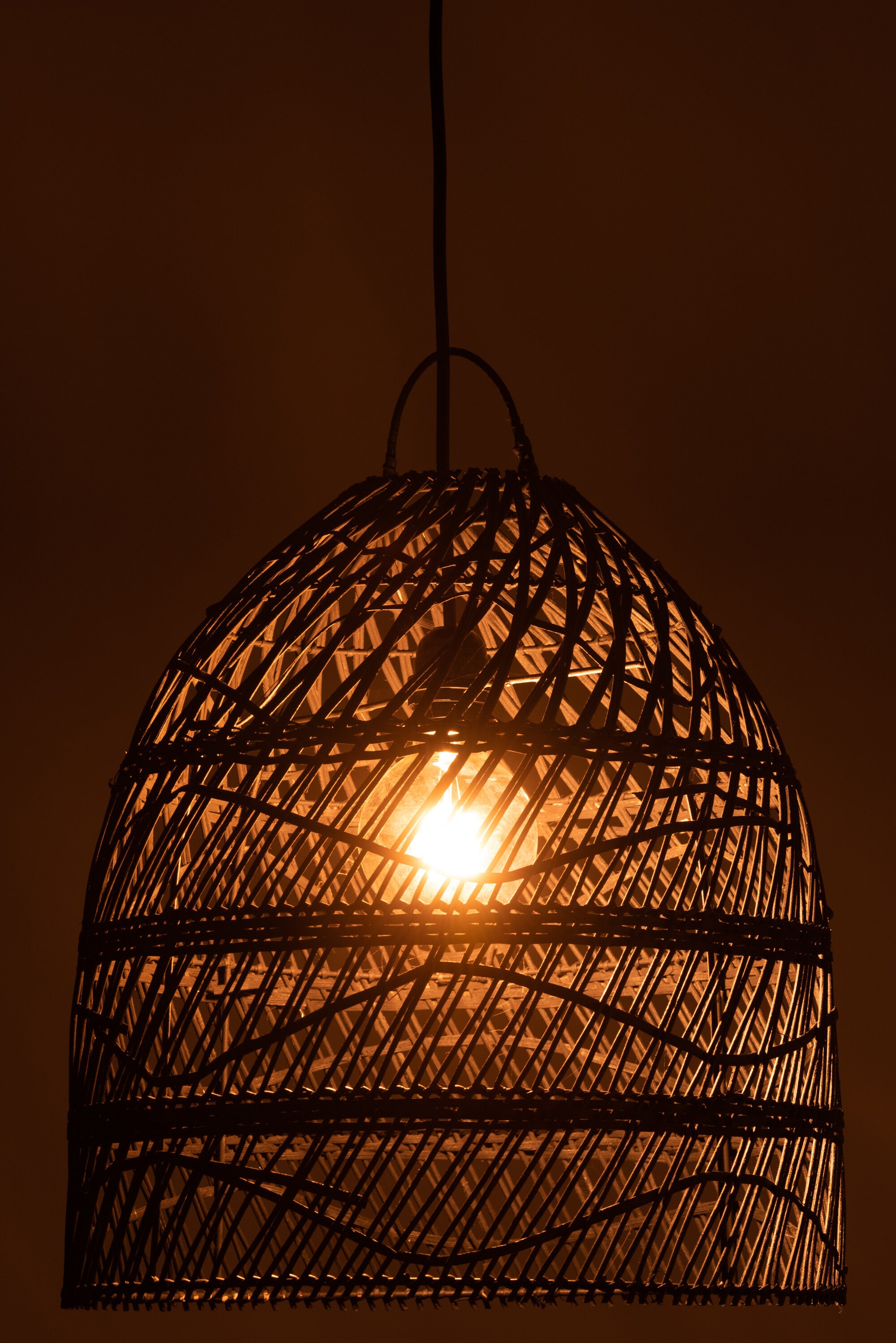 J-Line Lampkap Golven Rotan Zwart