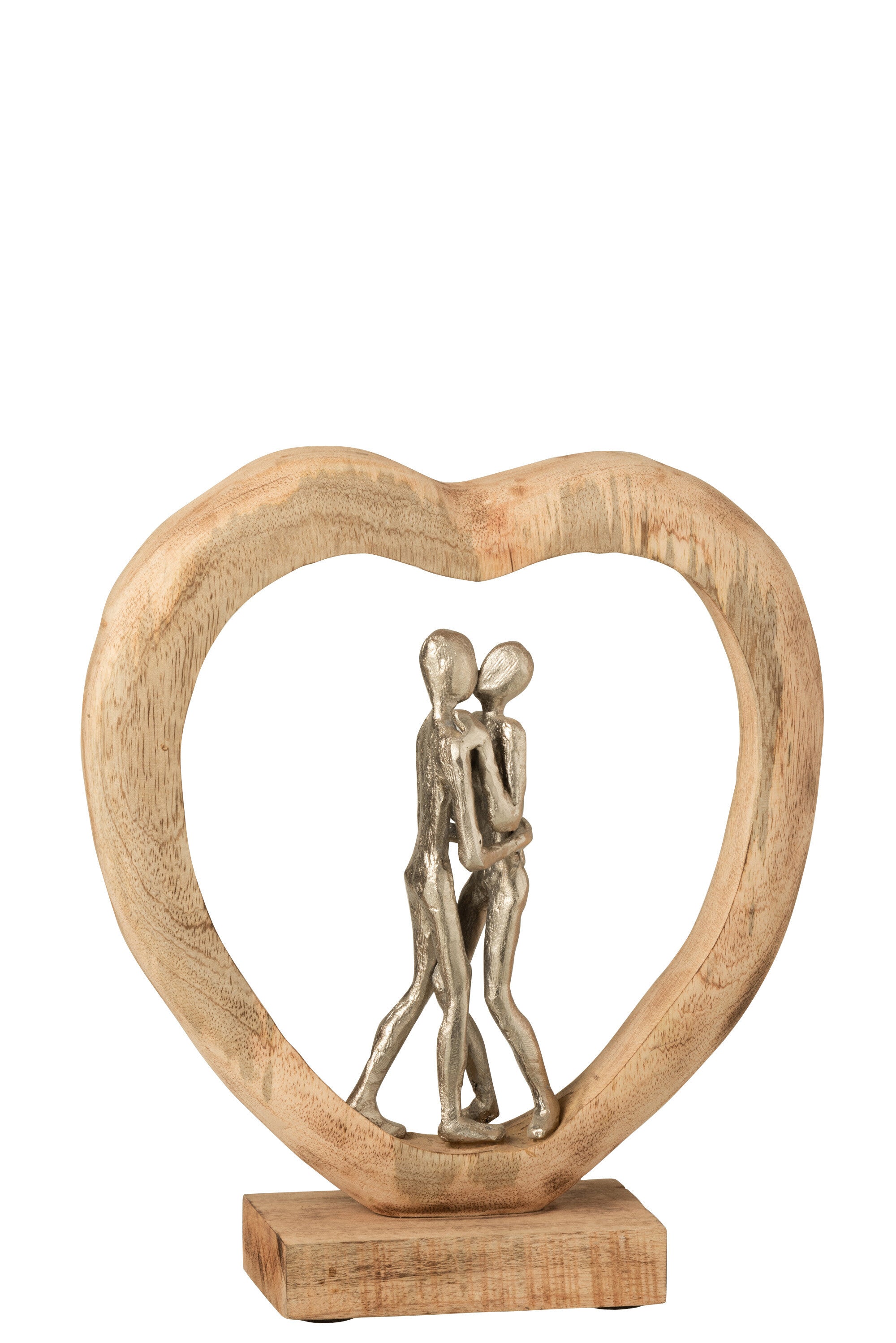 J-Line Figuur Koppel Mangohout/Aluminium Naturel/Wit