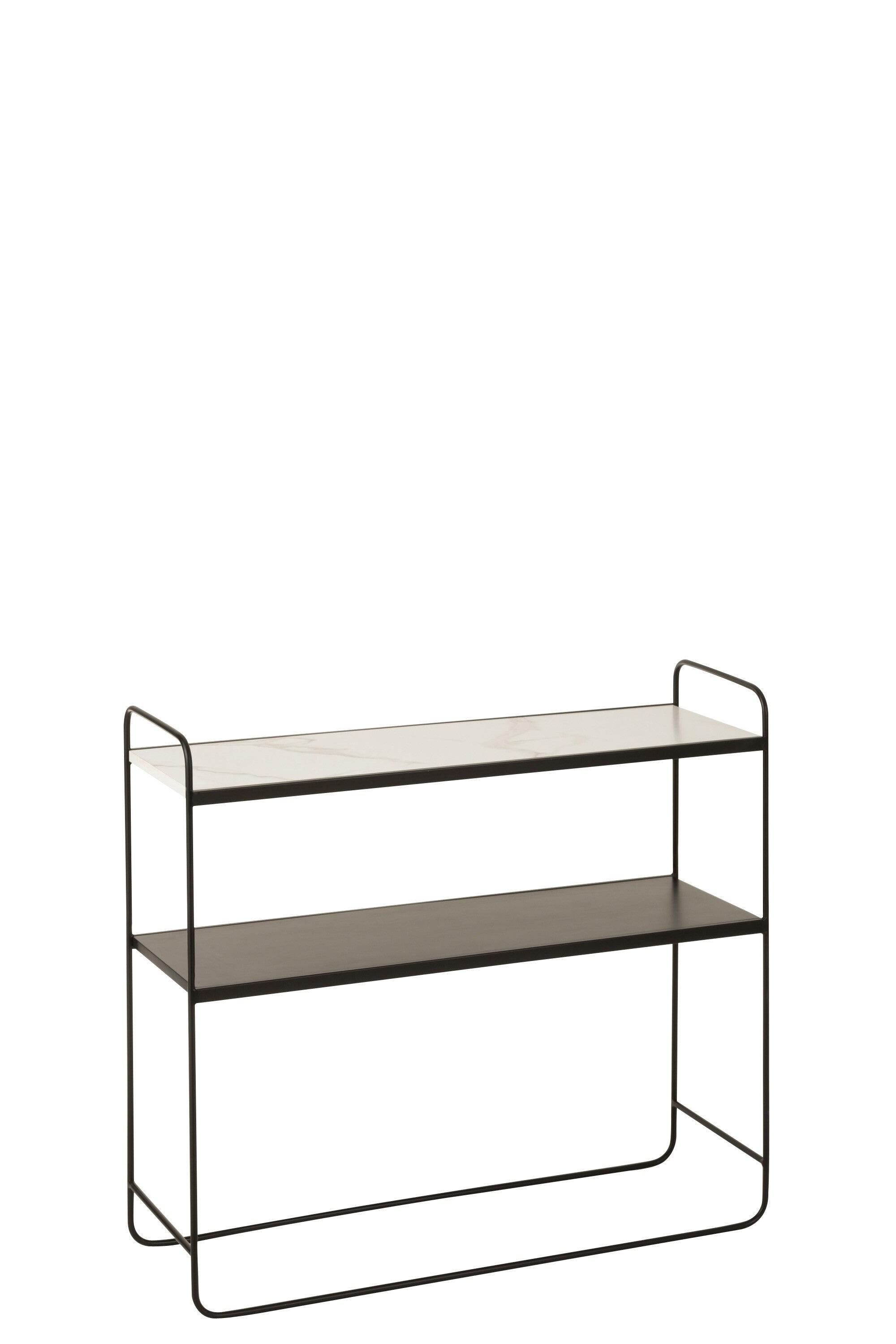 Console Marmer 2 Planken Mdf/IJzer Zwart