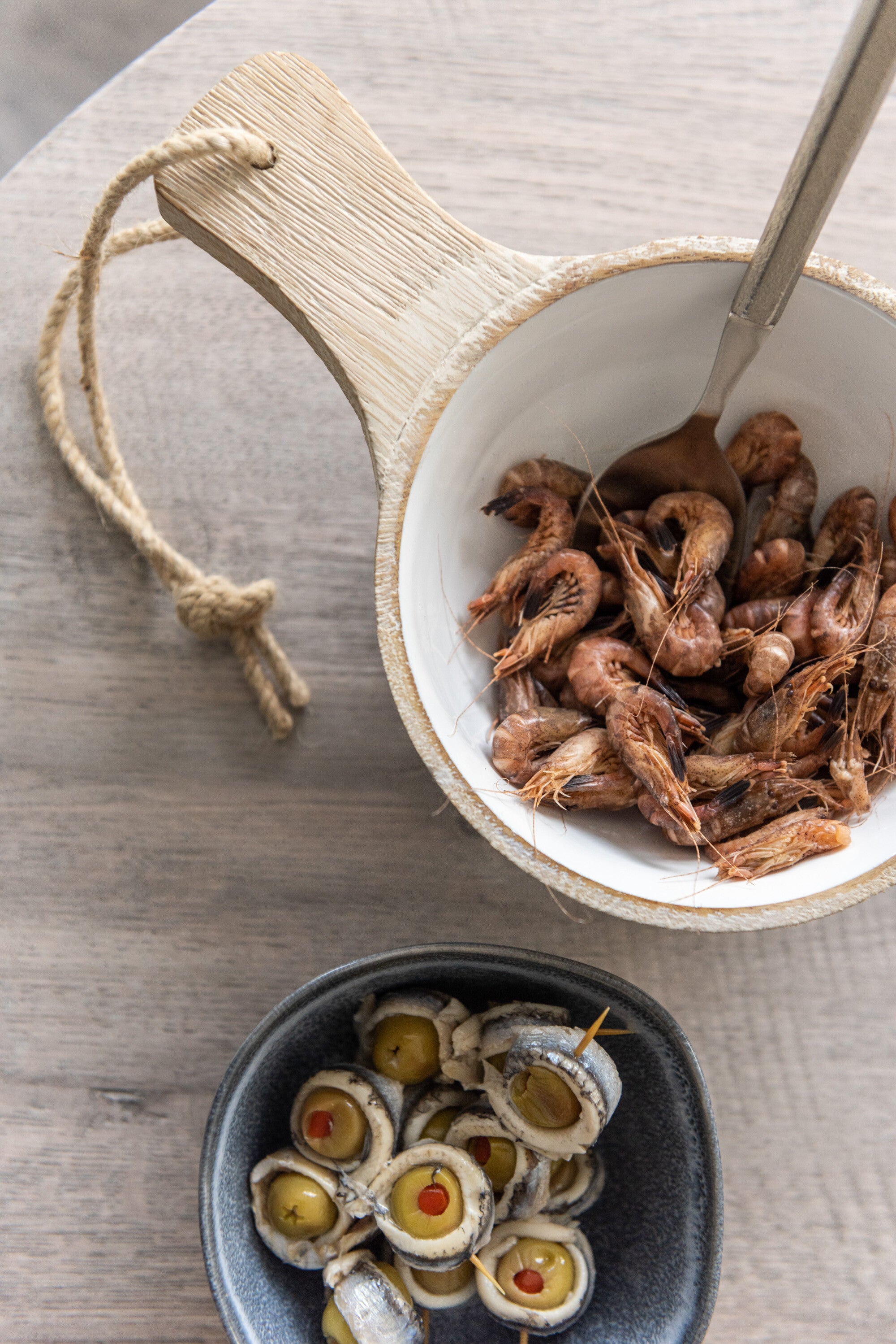 J-Line Koord kom - hout - naturel & wit