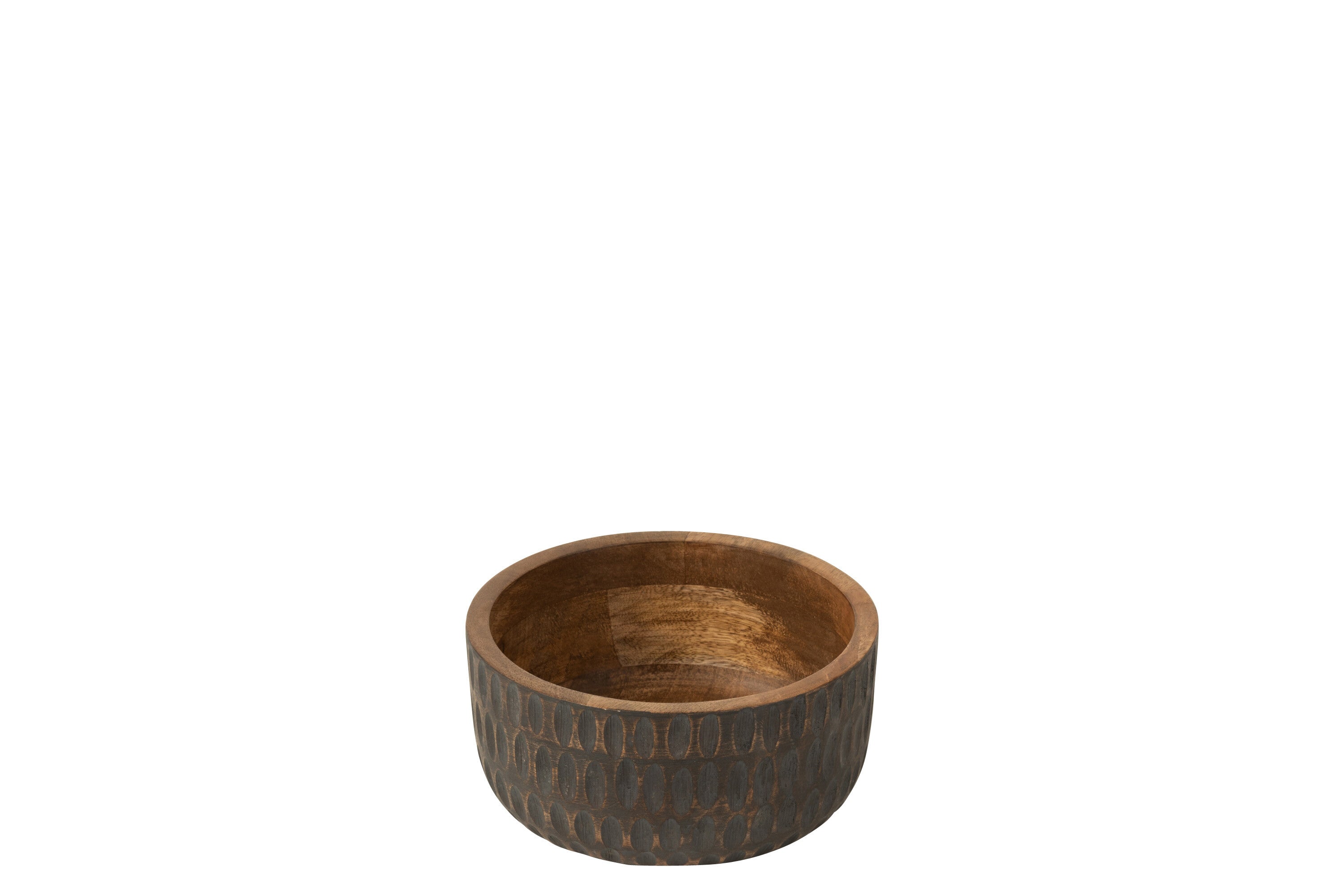 J-Line Mango kom - hout - bruin & zwart - medium