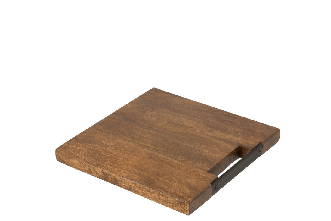 J-Line Vierkant Mango snijplank - hout - bruin - S