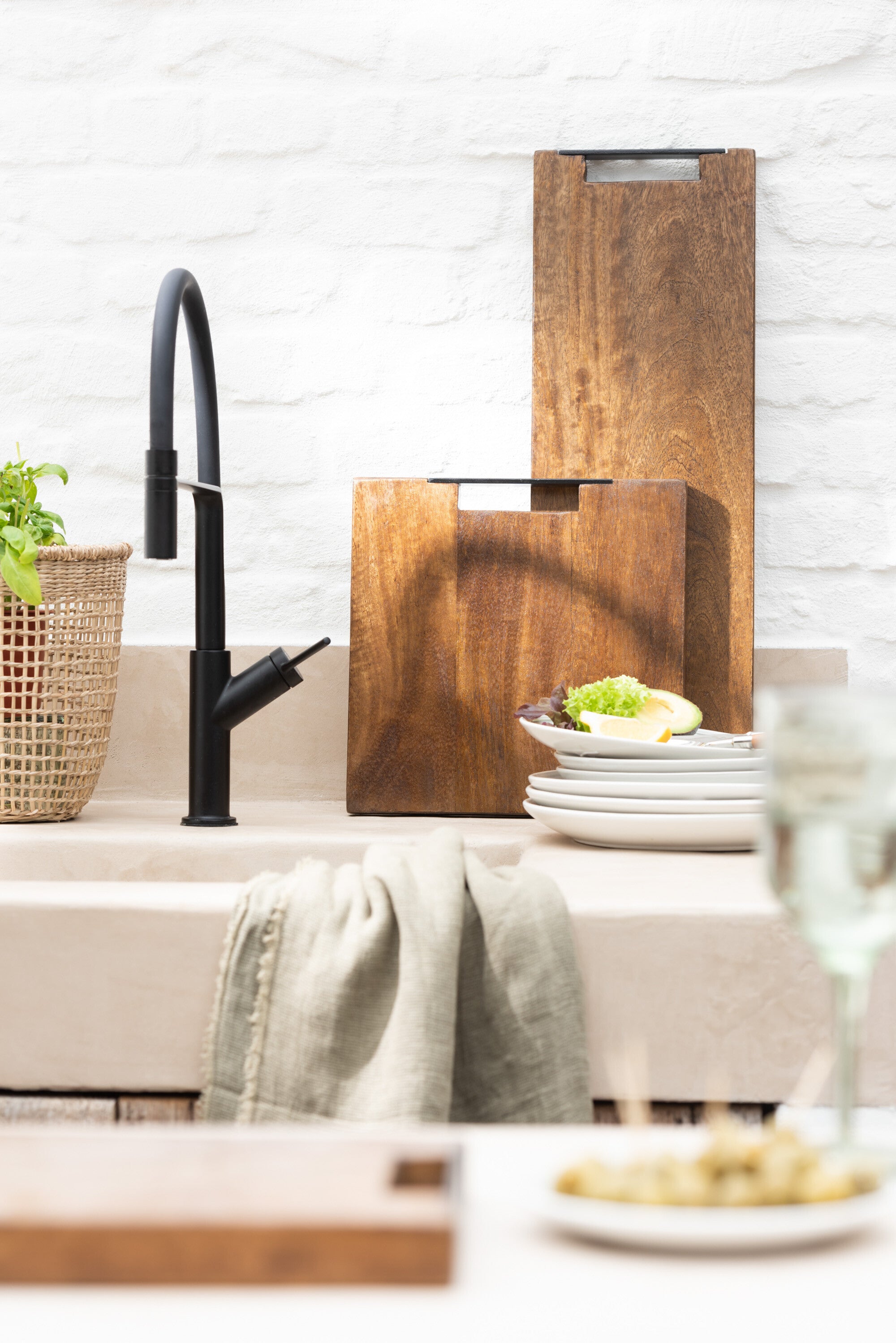 J-Line Lang Mango snijplank - hout - bruin - L