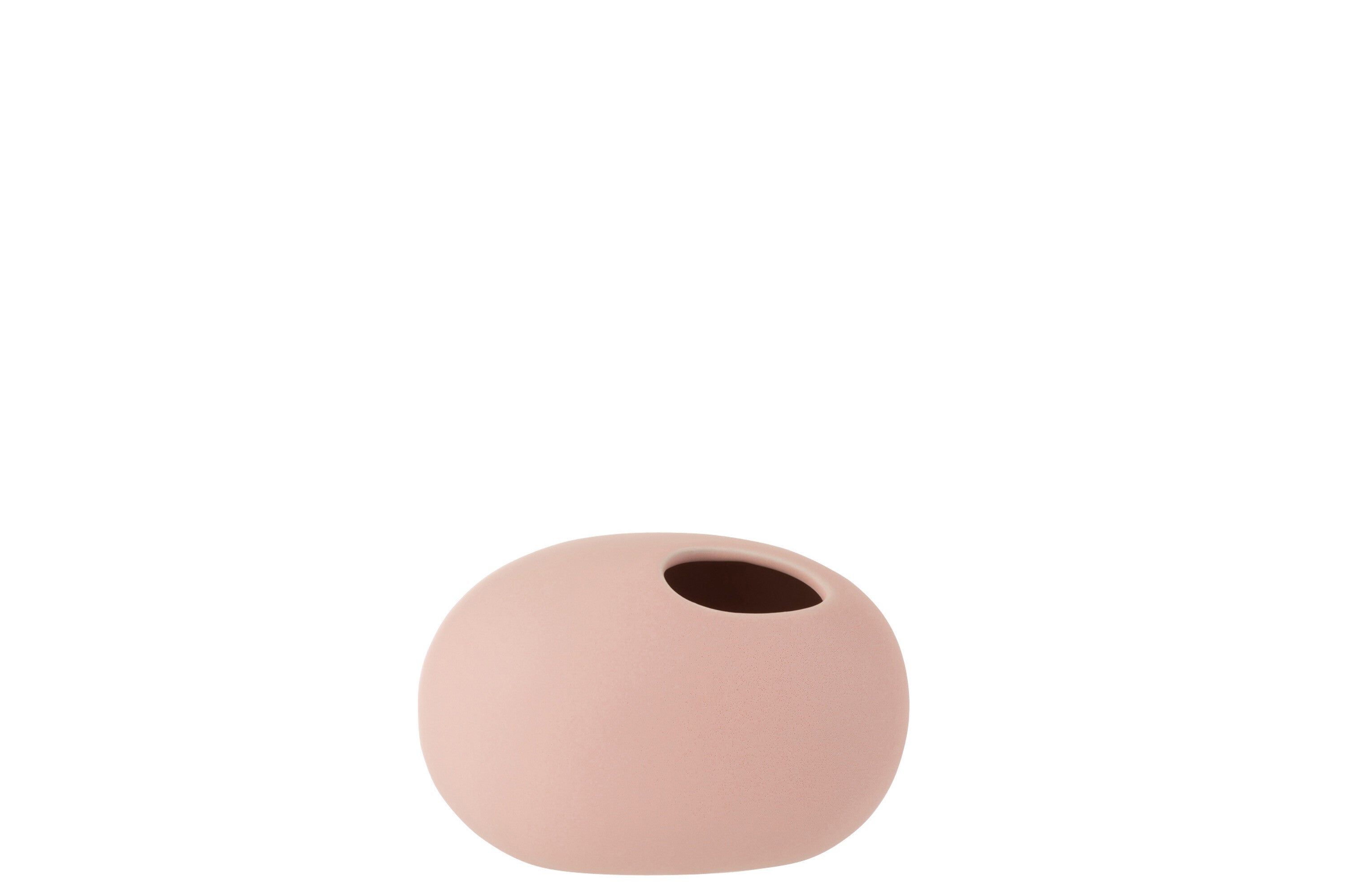 J-Line Vaas Ovaal Keramiek Mat Pastel Roze Small - 11.00 cm hoog