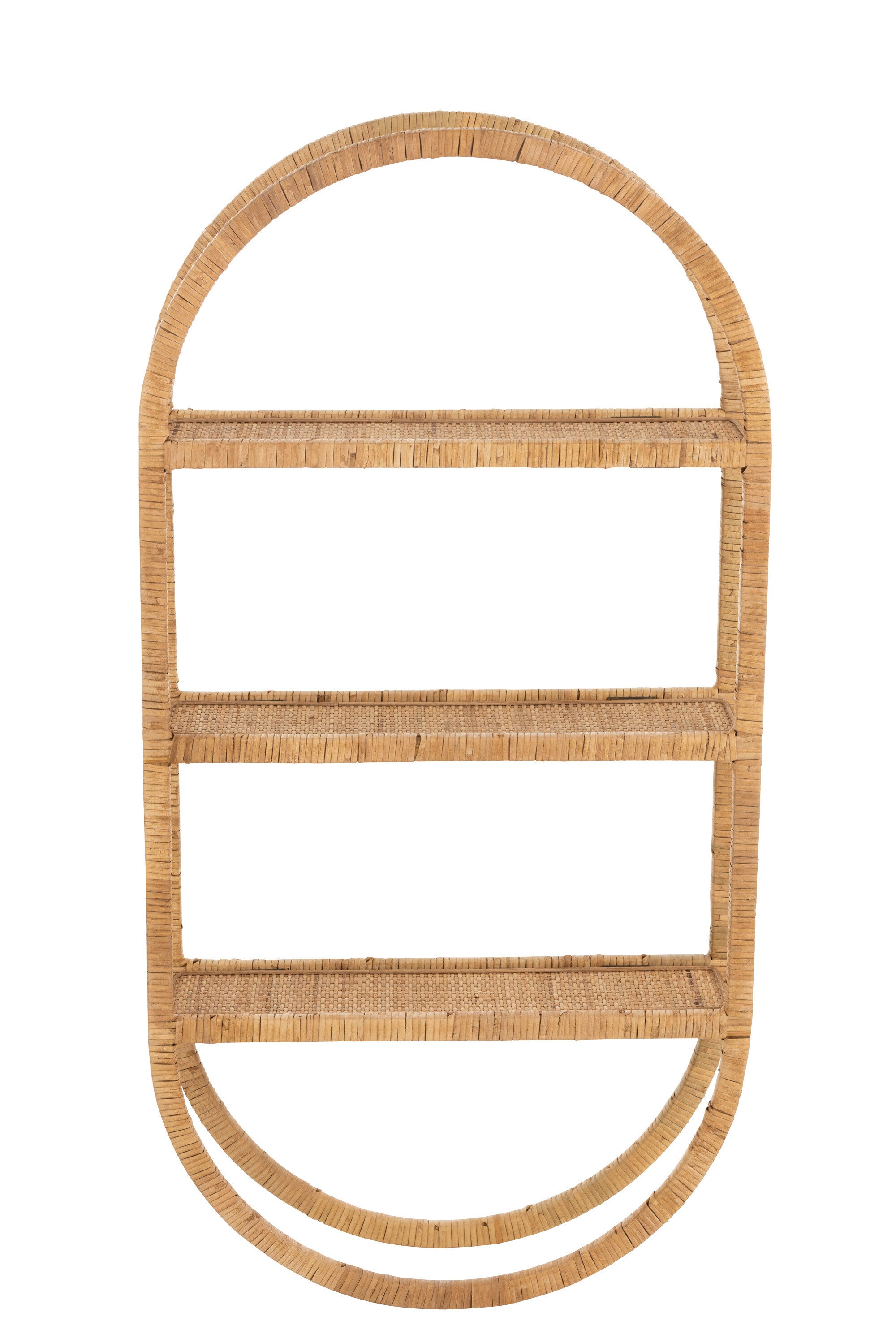 J-Line Muurrek Ovaal 3Planken Plooibaar Rotan Naturel