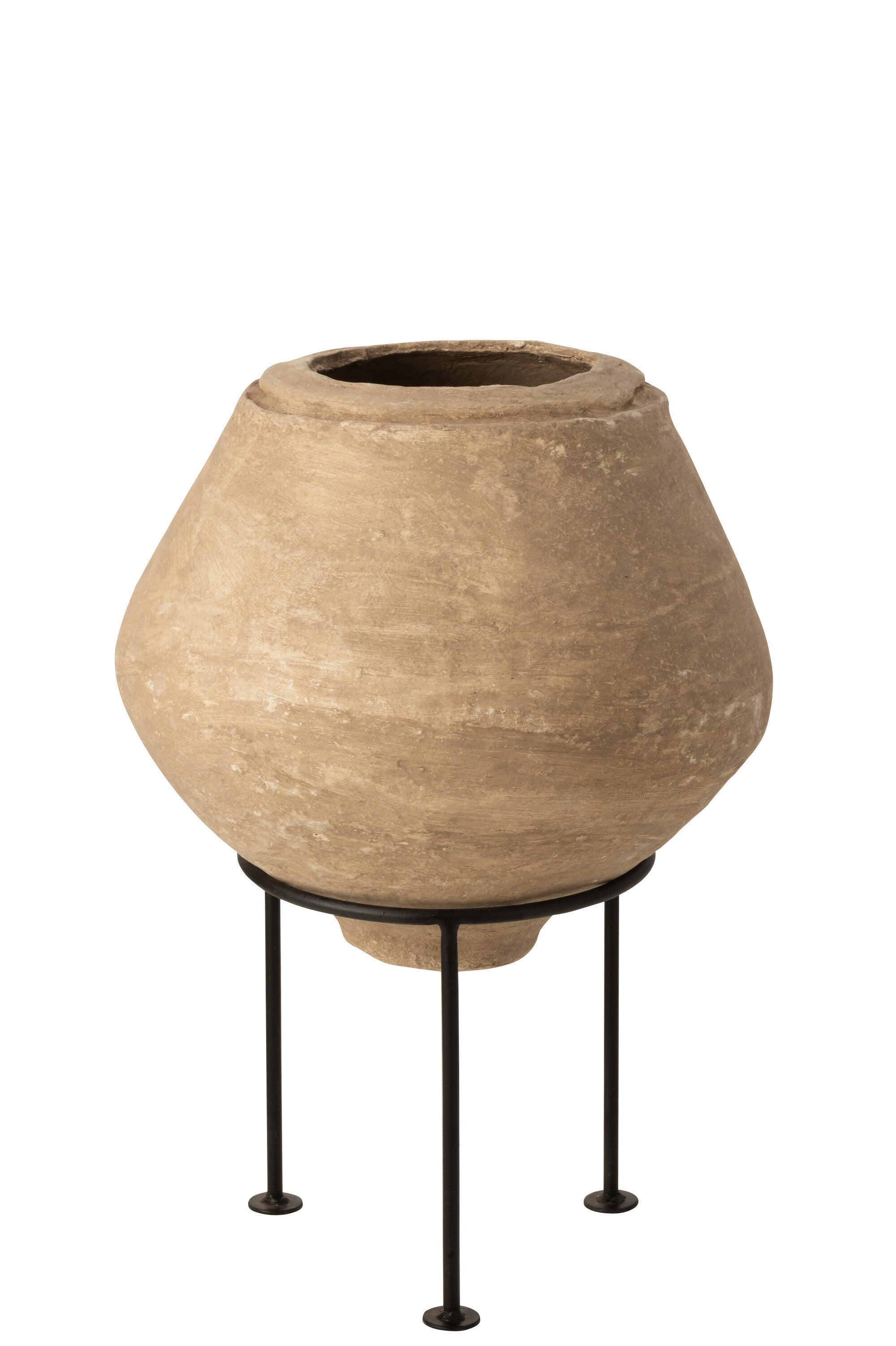J-Line Pot Op Voet Chad Papier Mache Bruin