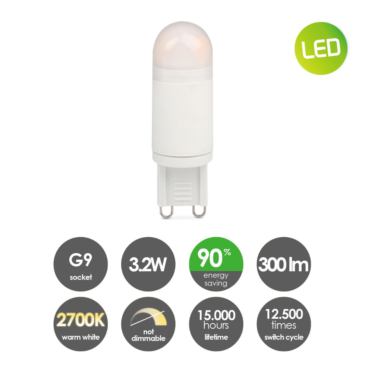 LED lamp G9 3W 300Lm 240° Warm Wit Licht