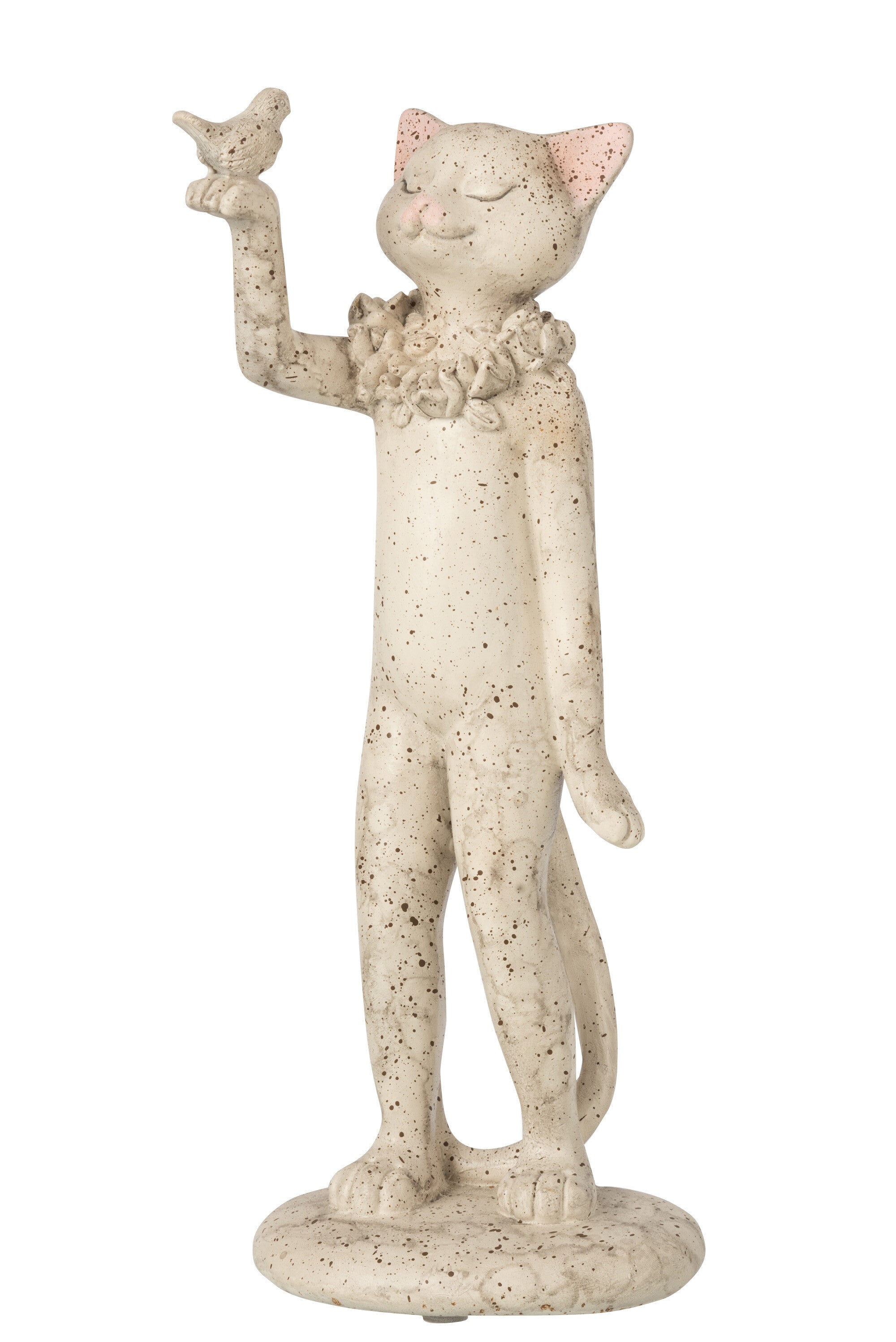 Kat met vogel poly grijs