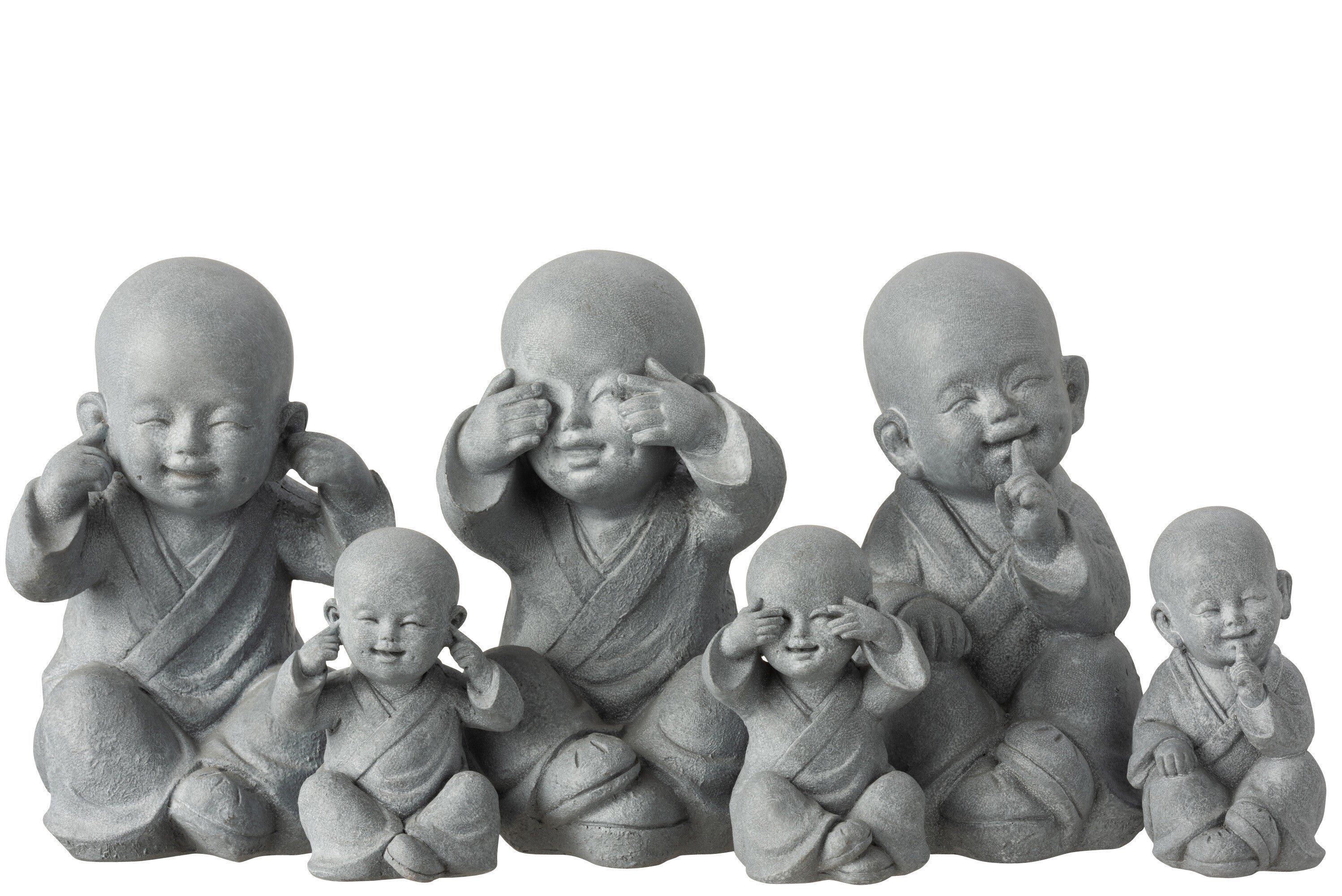 Monnik Zie/Hoor/Spreek Geen Kwaad Poly Grijs Groot Assortiment Van 3