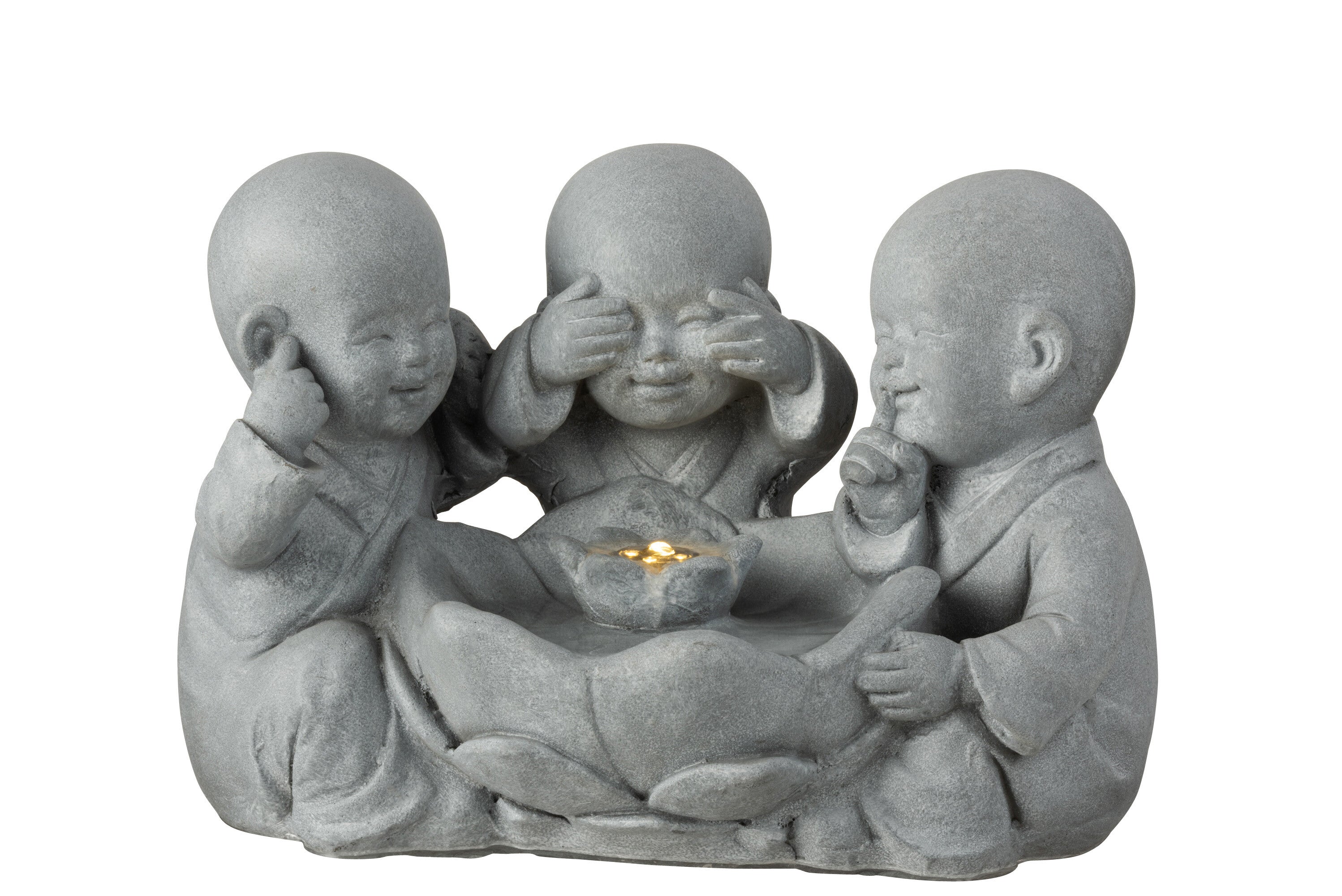 Fonteinmonnik Zie/Hoor/Spreek Geen Kwaad Poly Grijs