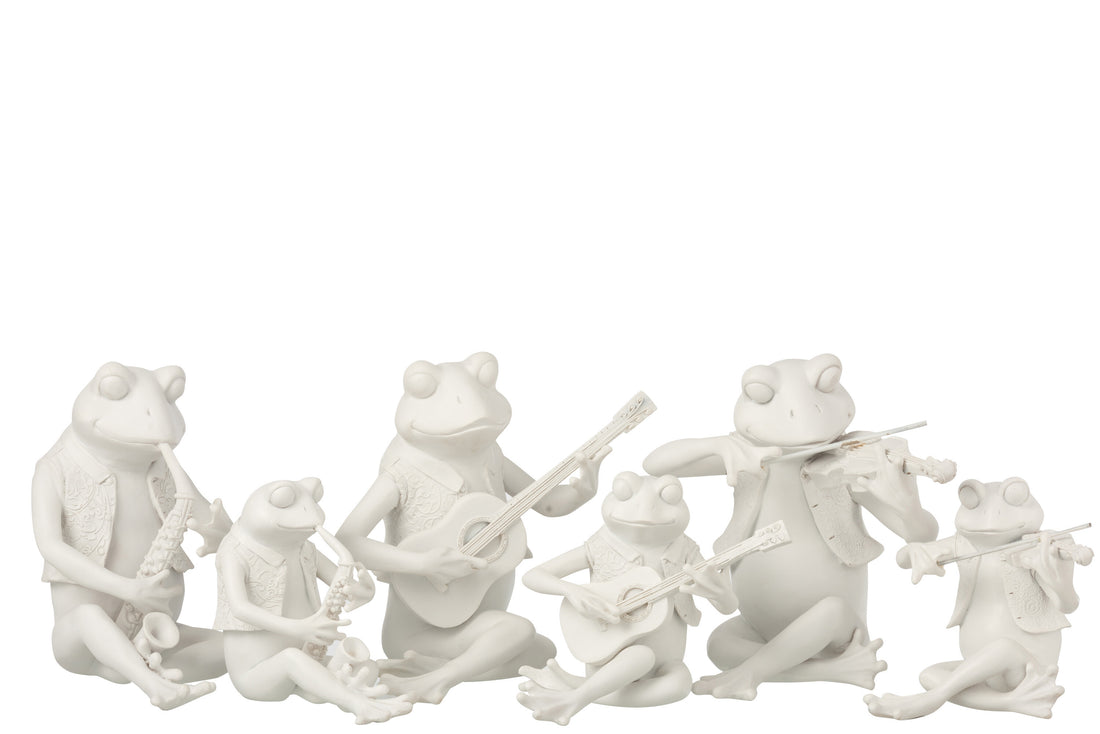 Kikker Muziek Zittend Poly Wit Groot Assortiment Van 3