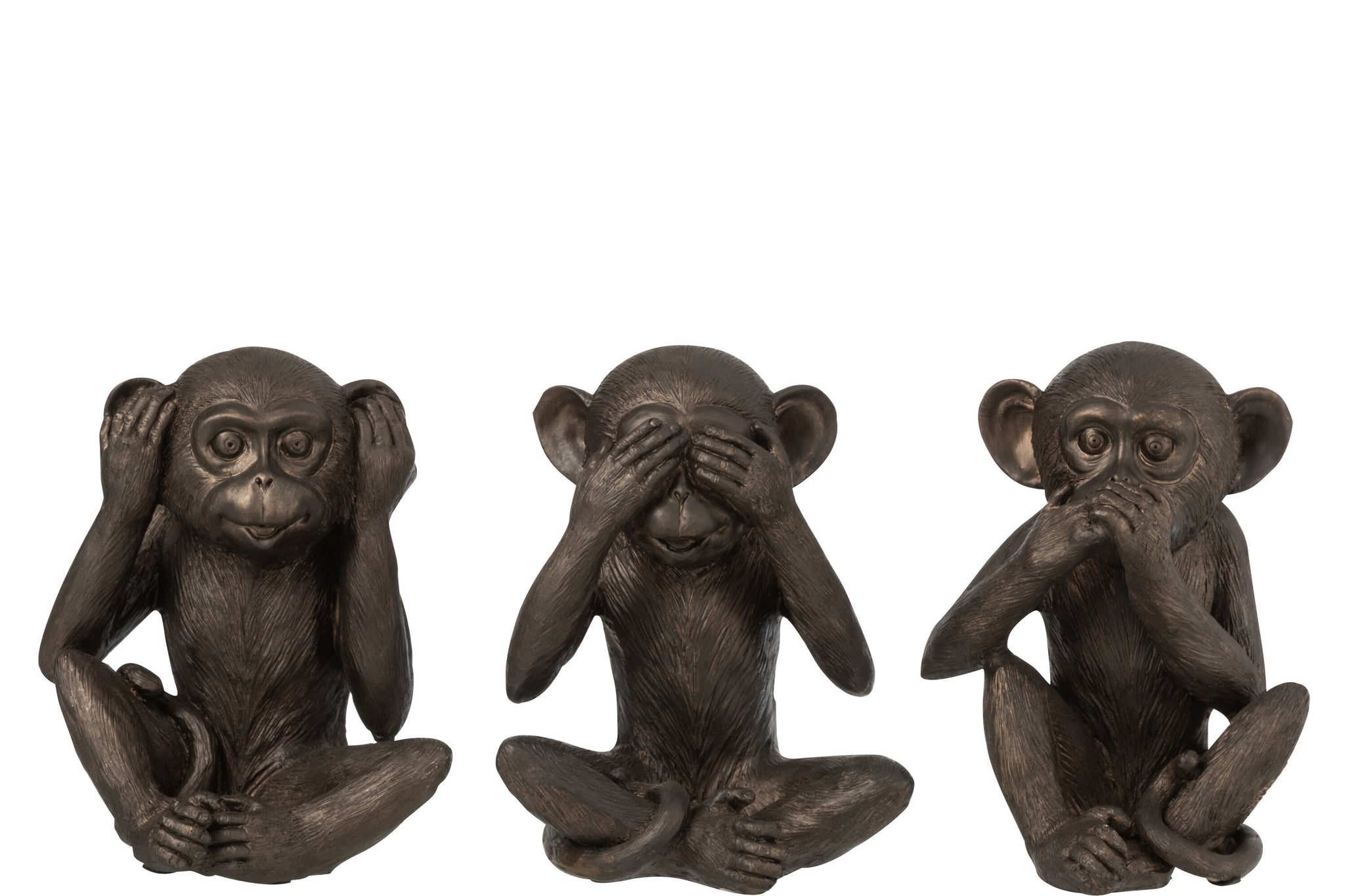 Aap Zie/Hoor/Spreek Geen Kwaad Poly Bruin Groot Assortiment Van 3
