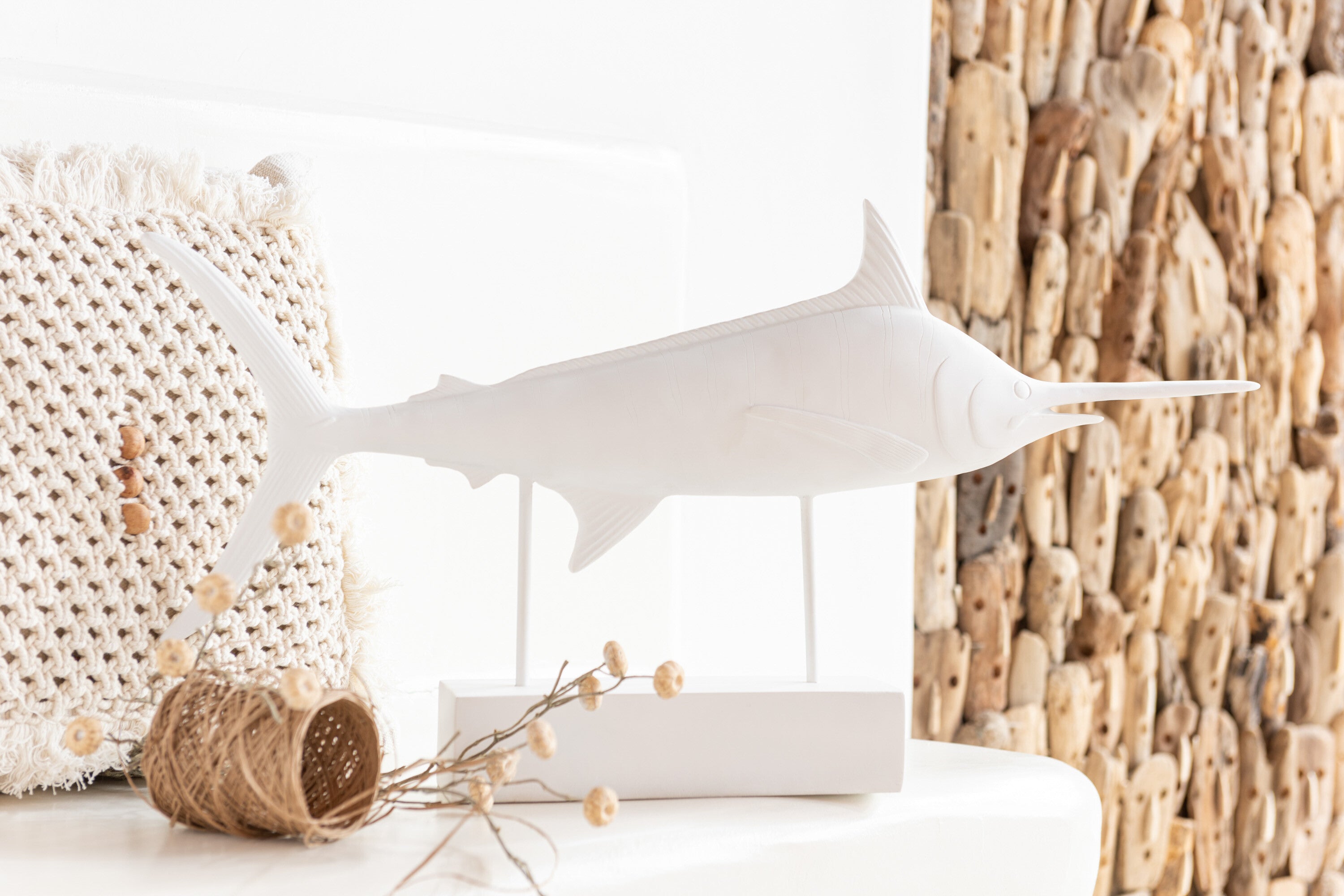 Zwaardvis Op Voet Poly Wit