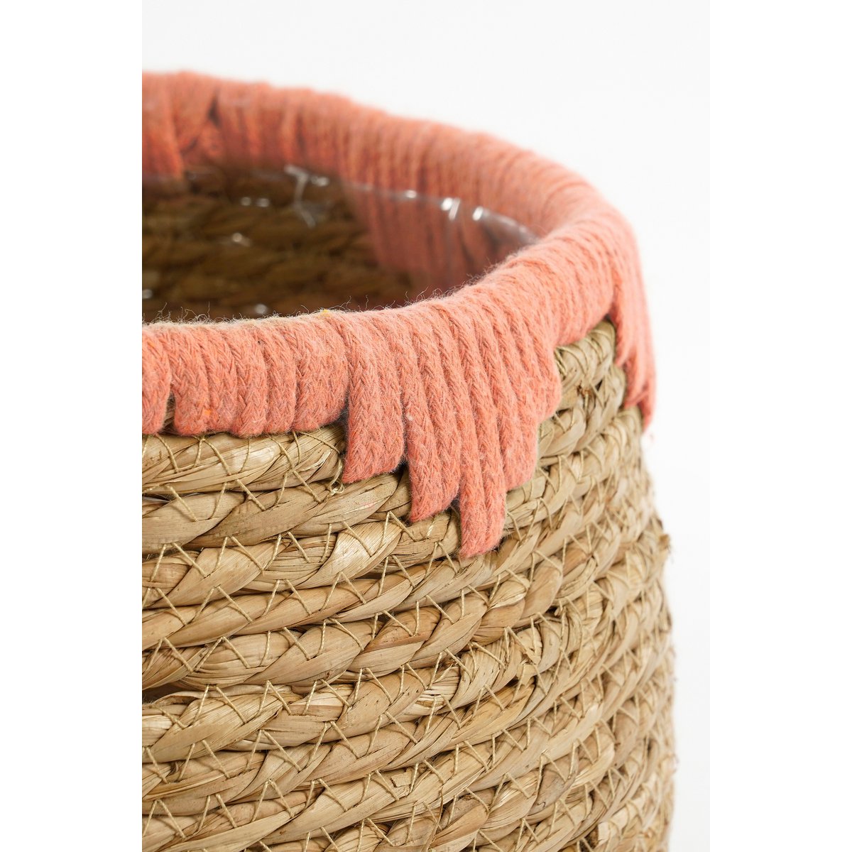 Jorck Plantenmand - Set van 3 - H24 x Ø26 cm - Zeegras - Roze, Bruin