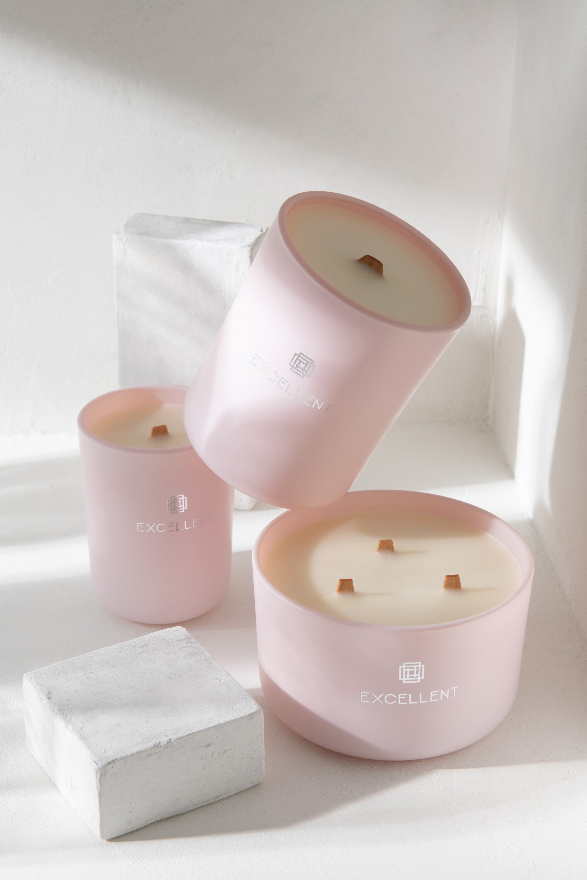 J-Line geurkaars Excellent - glas - roze – S - 50U