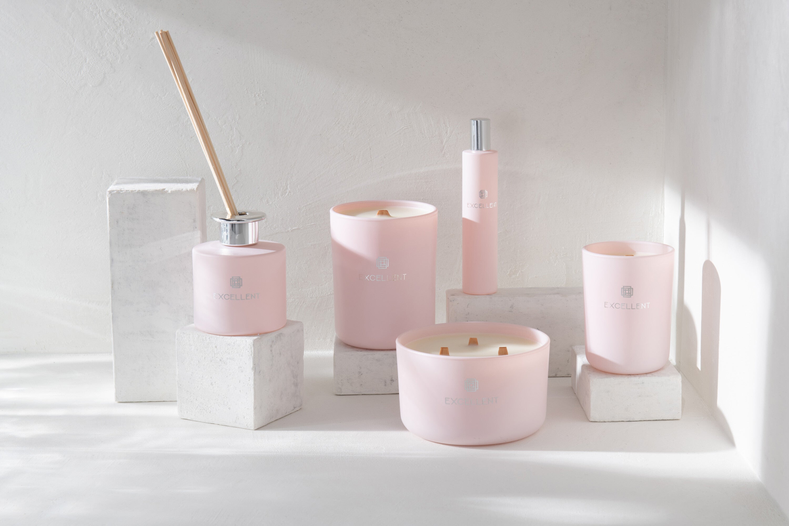 J-Line geurkaars Excellent - glas - roze – S - 50U