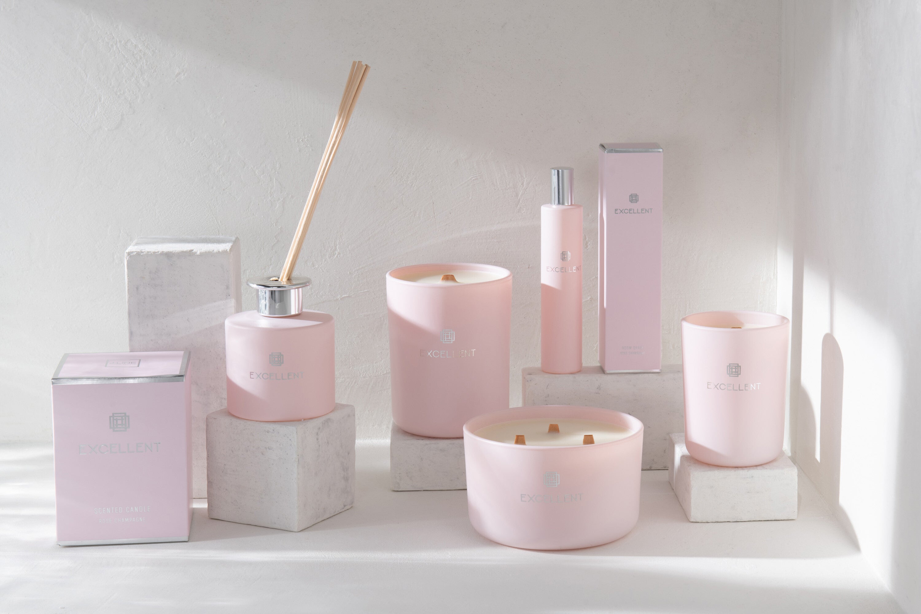 J-Line geurkaars Excellent - glas - roze – S - 50U