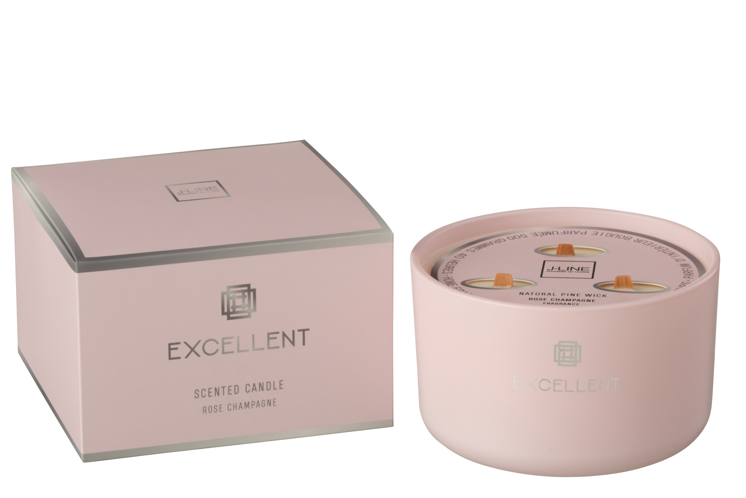 J-Line geurkaars Excellent - glas - roze – L - 40U
