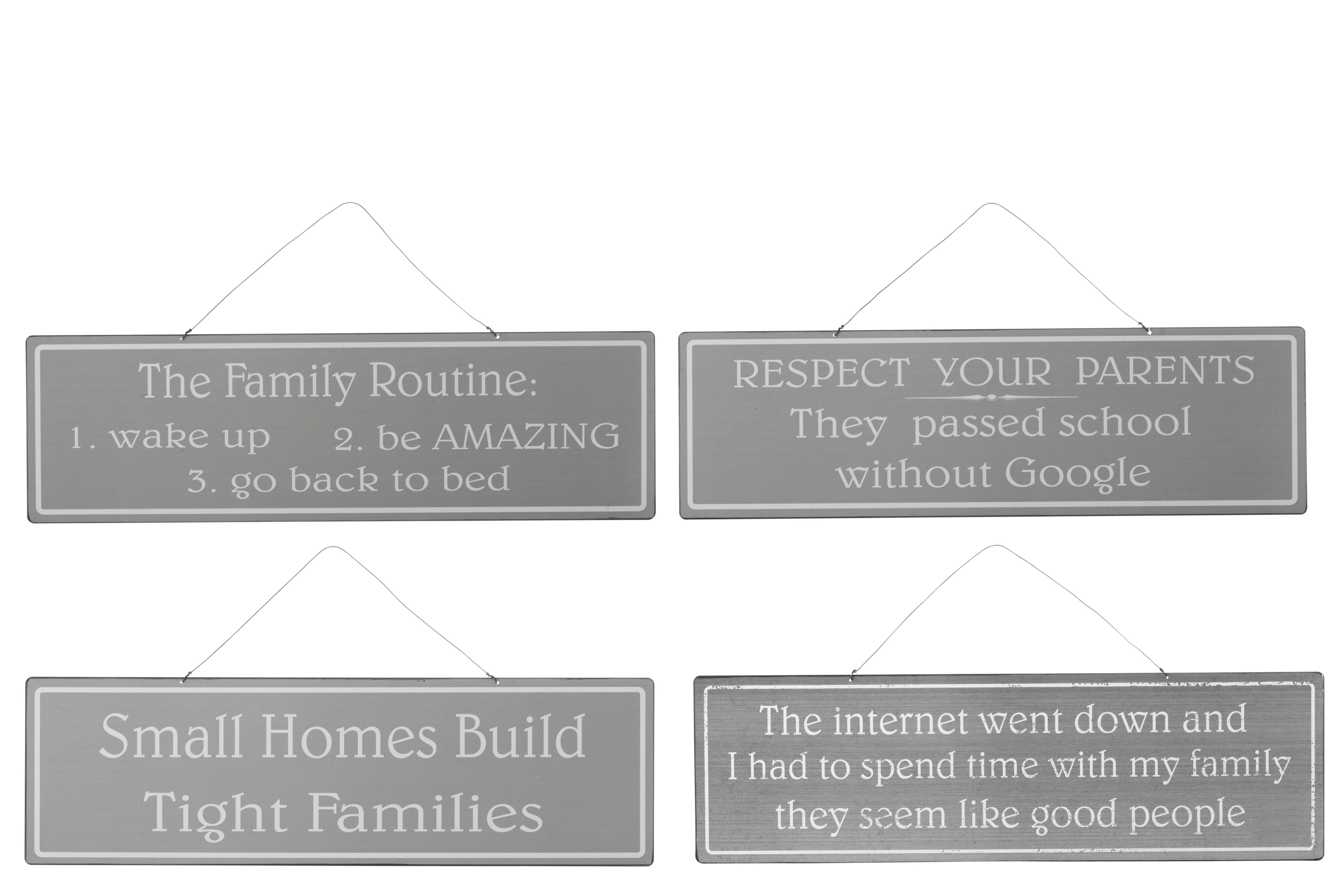 Placard Mix 1 Engels/Frans Metaal Antiek Grijs/Wit Assortiment Van 4