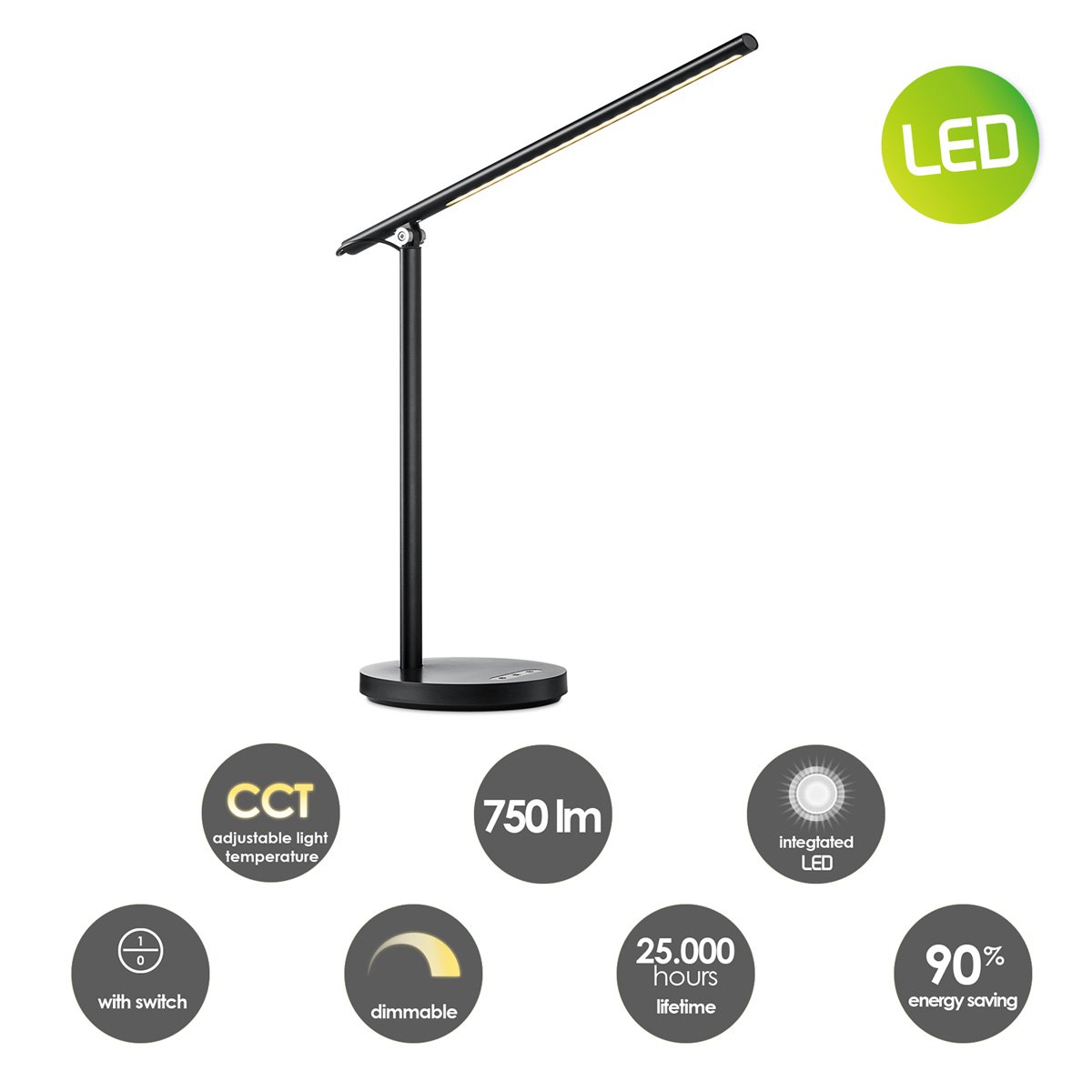 Dox Led Bureaulamp 5W Zwart - Verstelbare