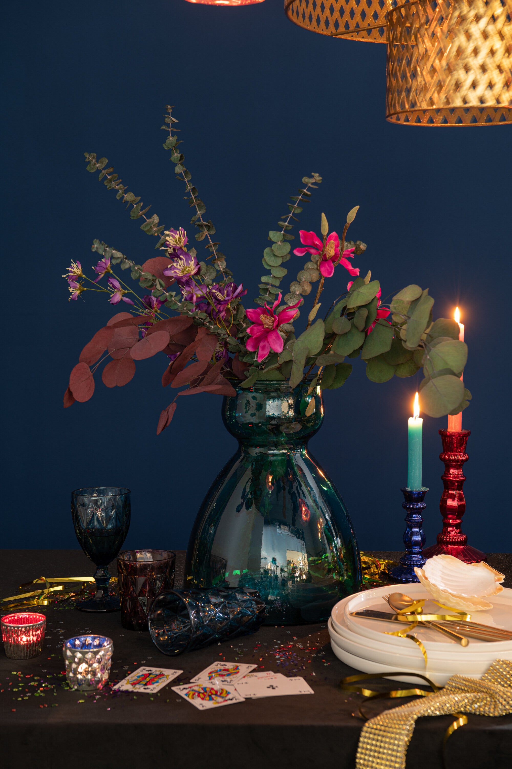 J-Line Bloem Delphinium Plastiek Donker Paars