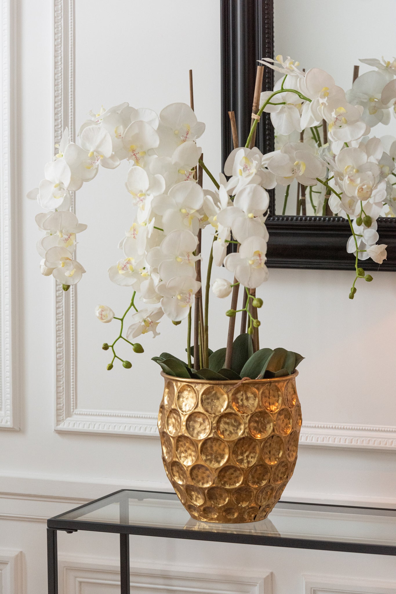 J-Line Orchidee In Aarde Plastiek Wit/Groen Extra Large