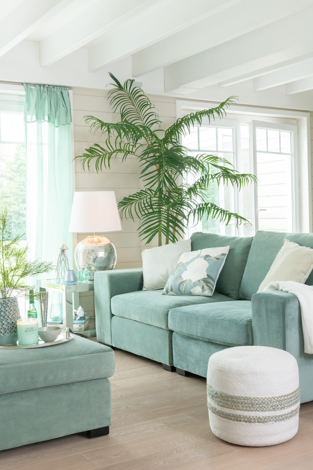 Bamboe Palm In Pot Plastic Groen/Zwart Groot