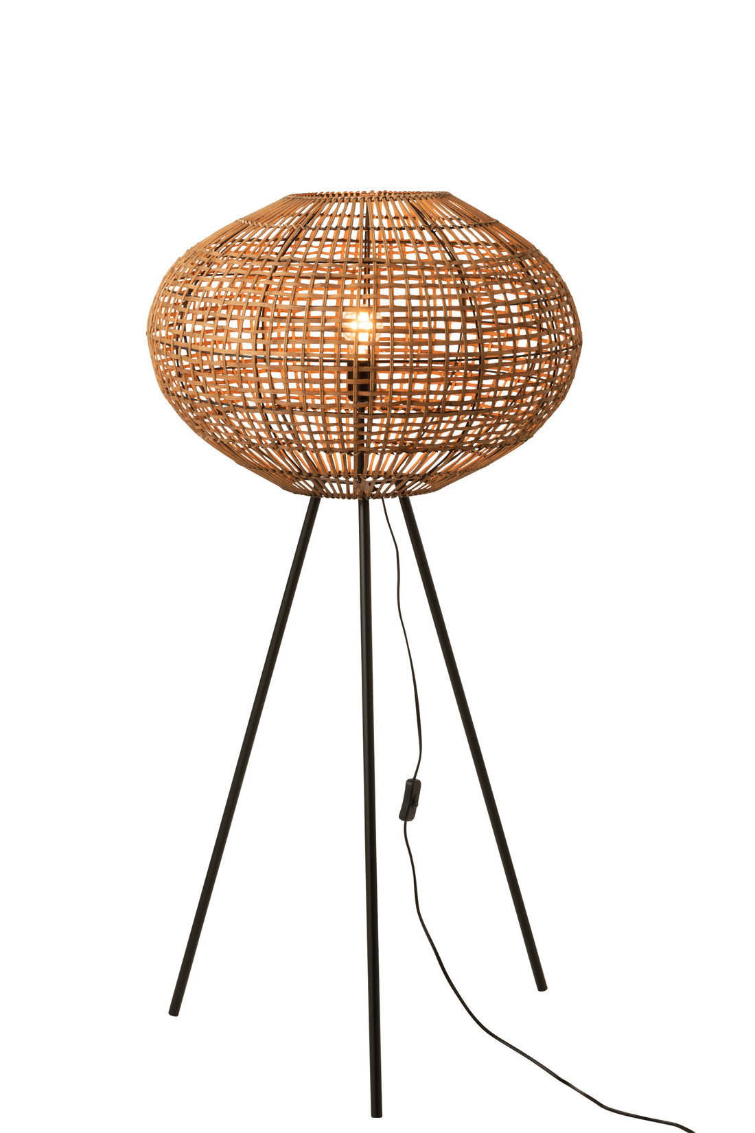 J-Line Staanlamp Driepoot Rattan/Metaal Bruin/Zwart Small
