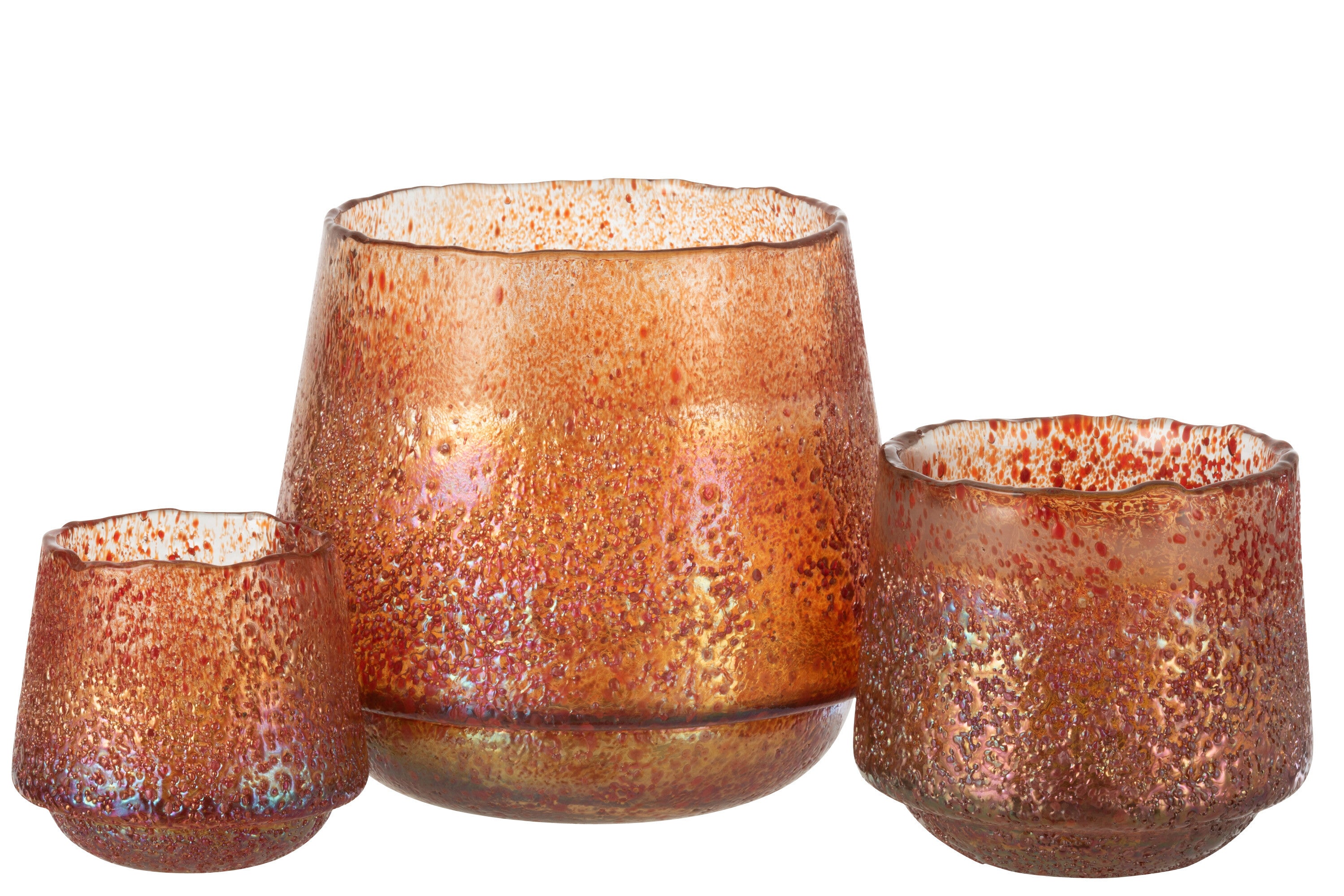 J-Line Theelichthouder Stippen Glas Oranje Large