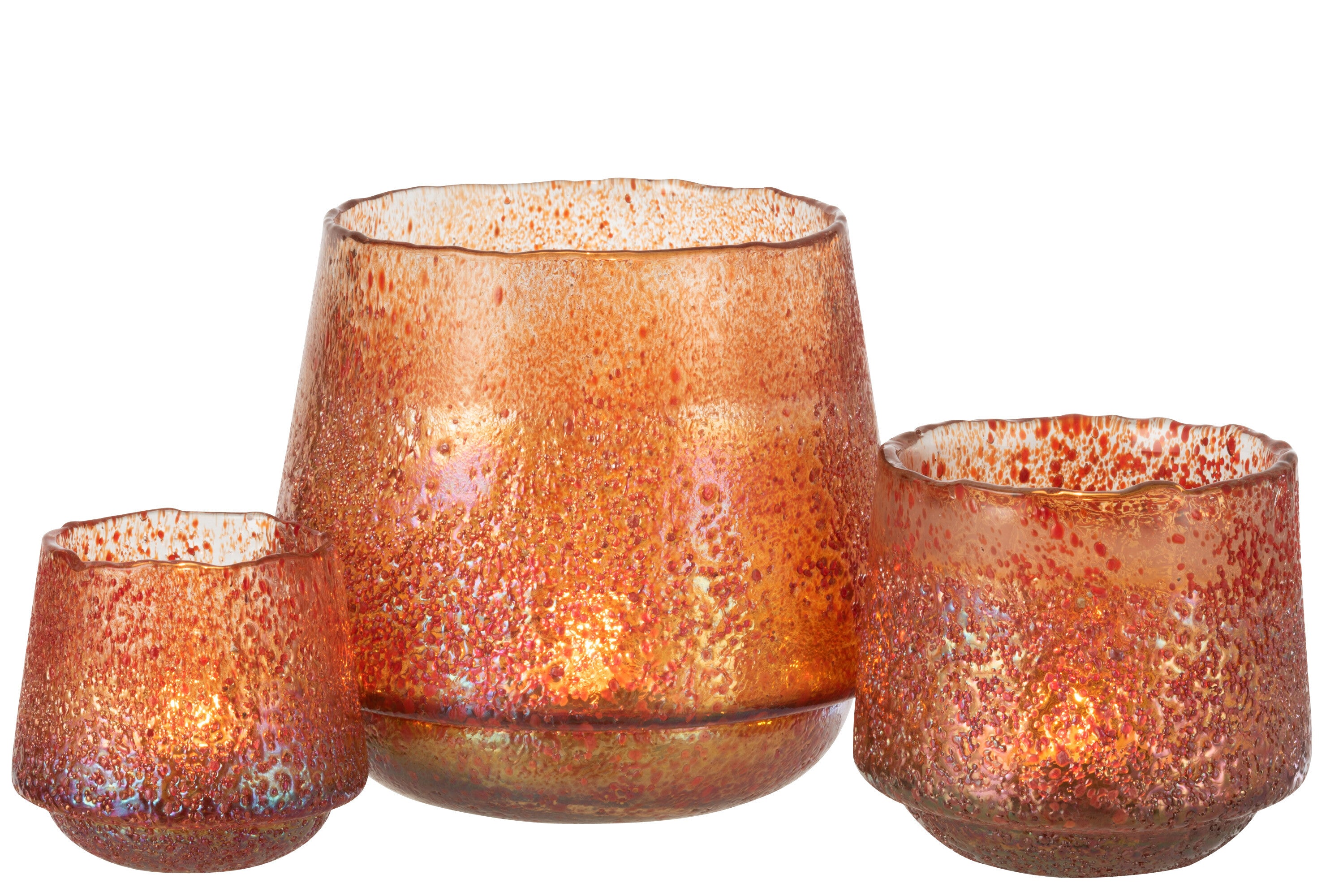 J-Line Theelichthouder Stippen Glas Oranje Large