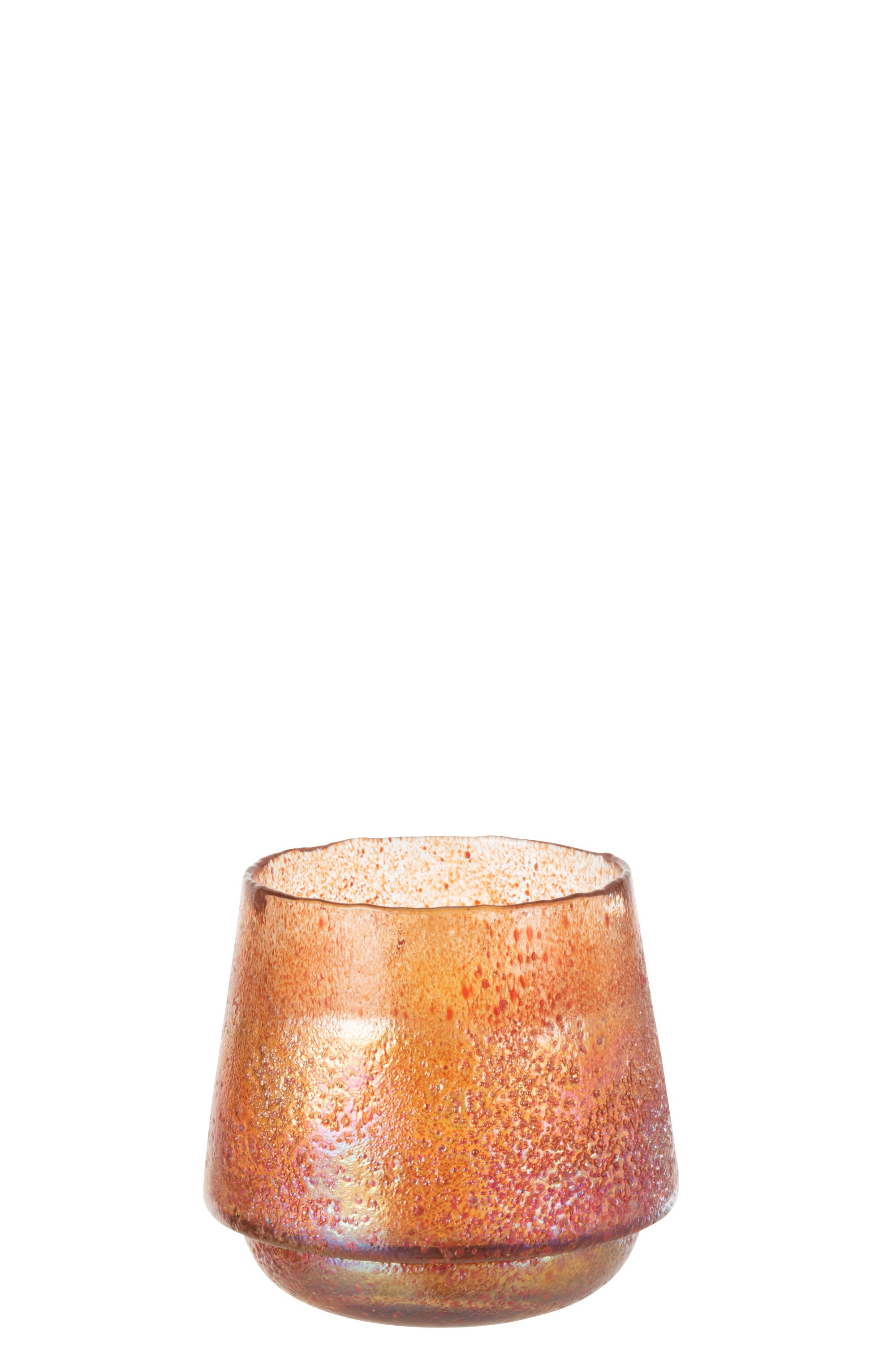 J-Line Theelichthouder Stippen Glas Oranje Large