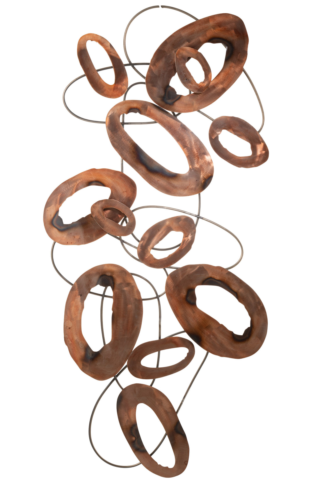 Wanddecoratie Ovale Strepen Metaal Bruin Groot