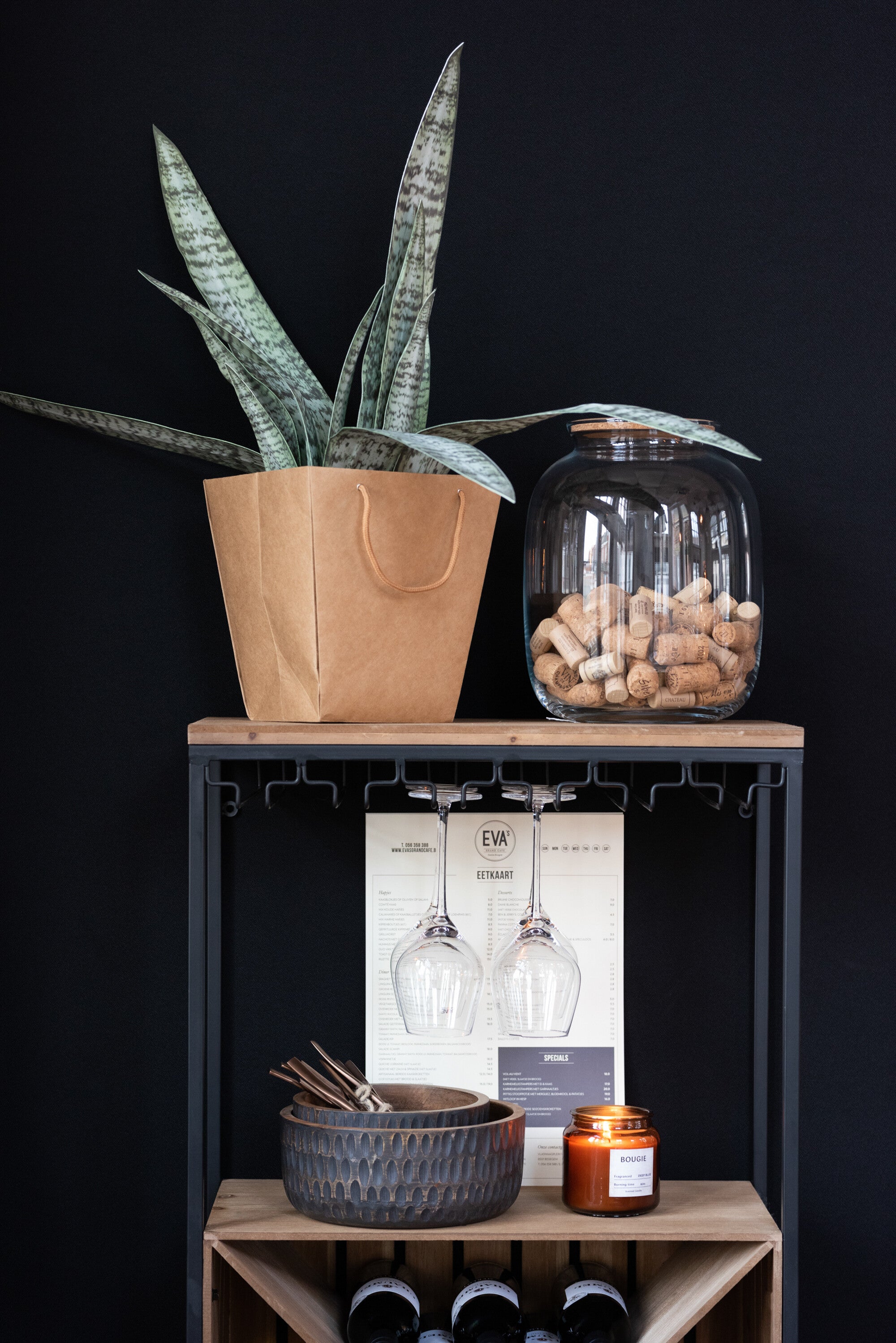 J-Line Pot Roxy Decoratief Glas/Kurk Transparant Small