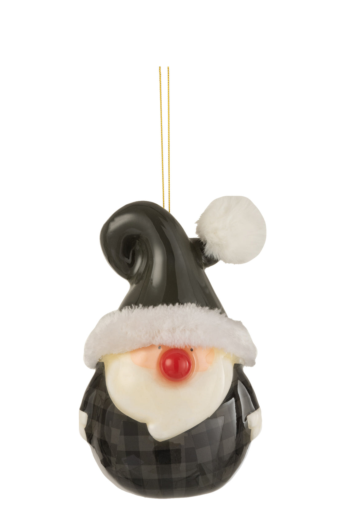 J-Line Kersthanger Kerstman - kunststof - grijs - L - 3x