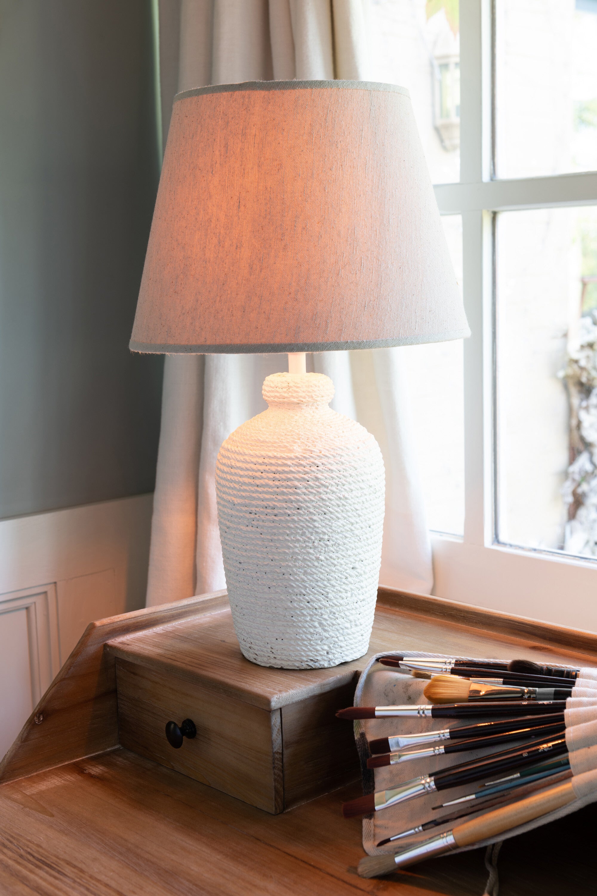 J-Line Lamp Esmee Cem/Tex Wit/Beige