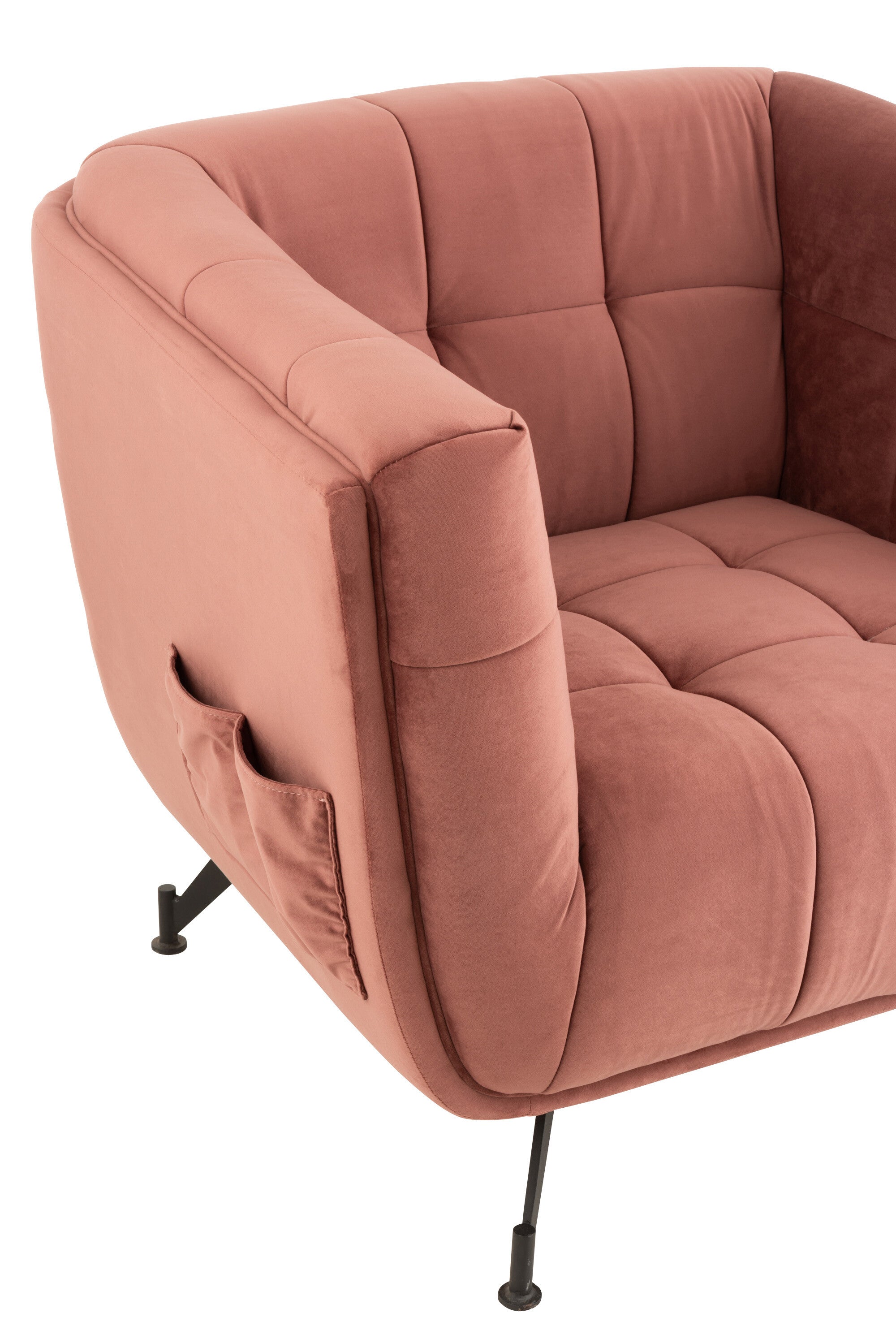 J-Line Lounge Zetel 1-Zit Textiel/Hout/Metaal Antiek Roze