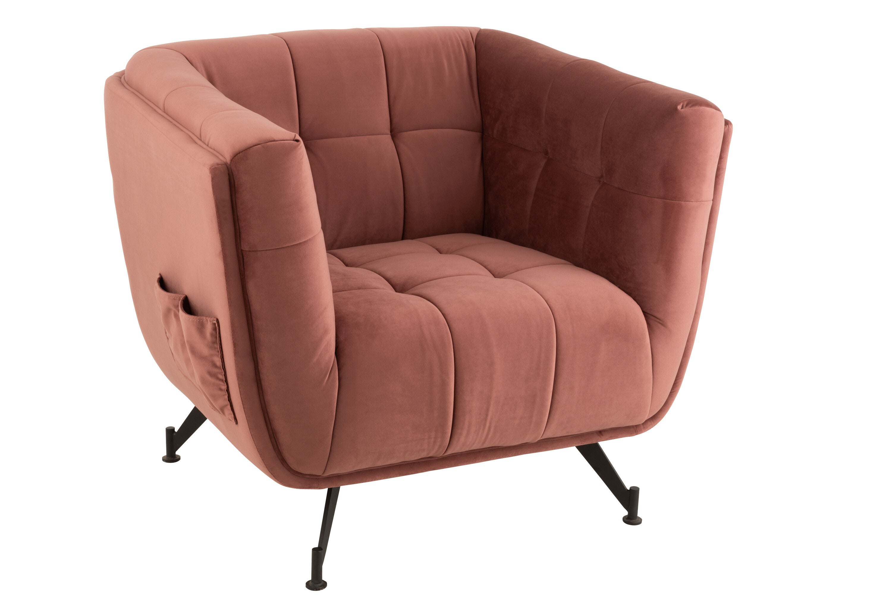 J-Line Lounge Zetel 1-Zit Textiel/Hout/Metaal Antiek Roze