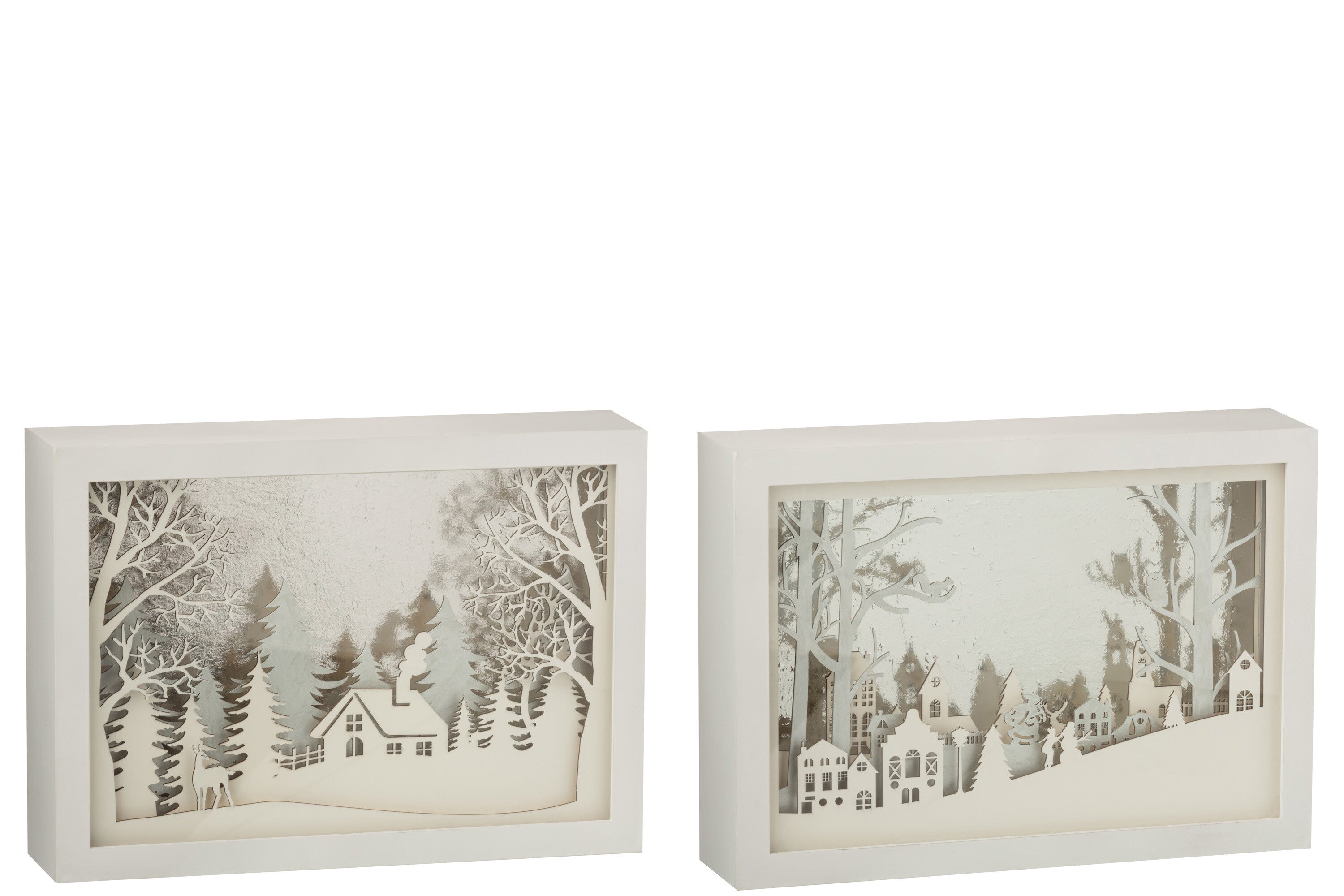 Frame Laag 3D Led Winter Pvc/Glas Zilver Assortiment Van 2