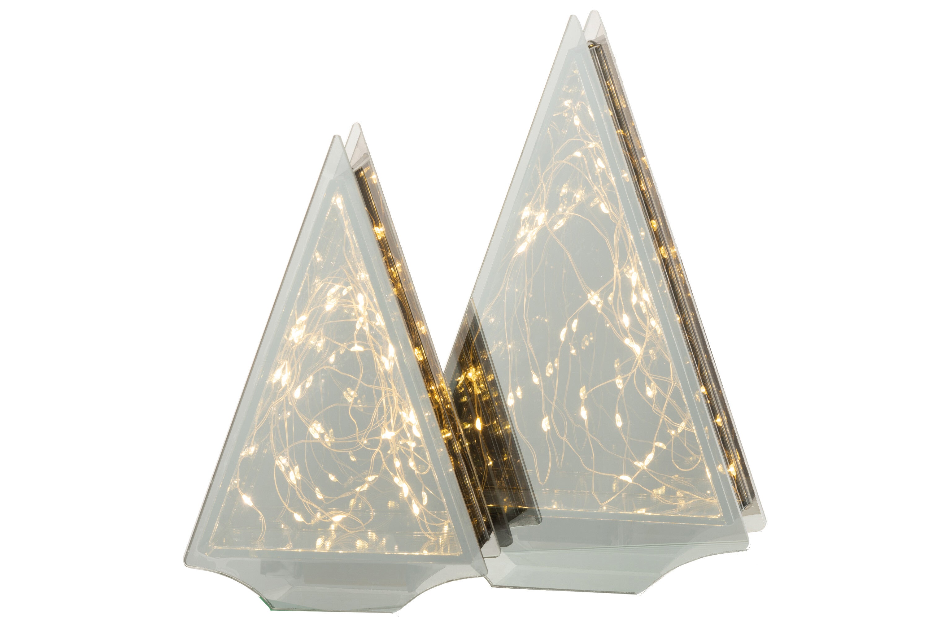 Decoratie Led Driehoek Glas Goud Groot