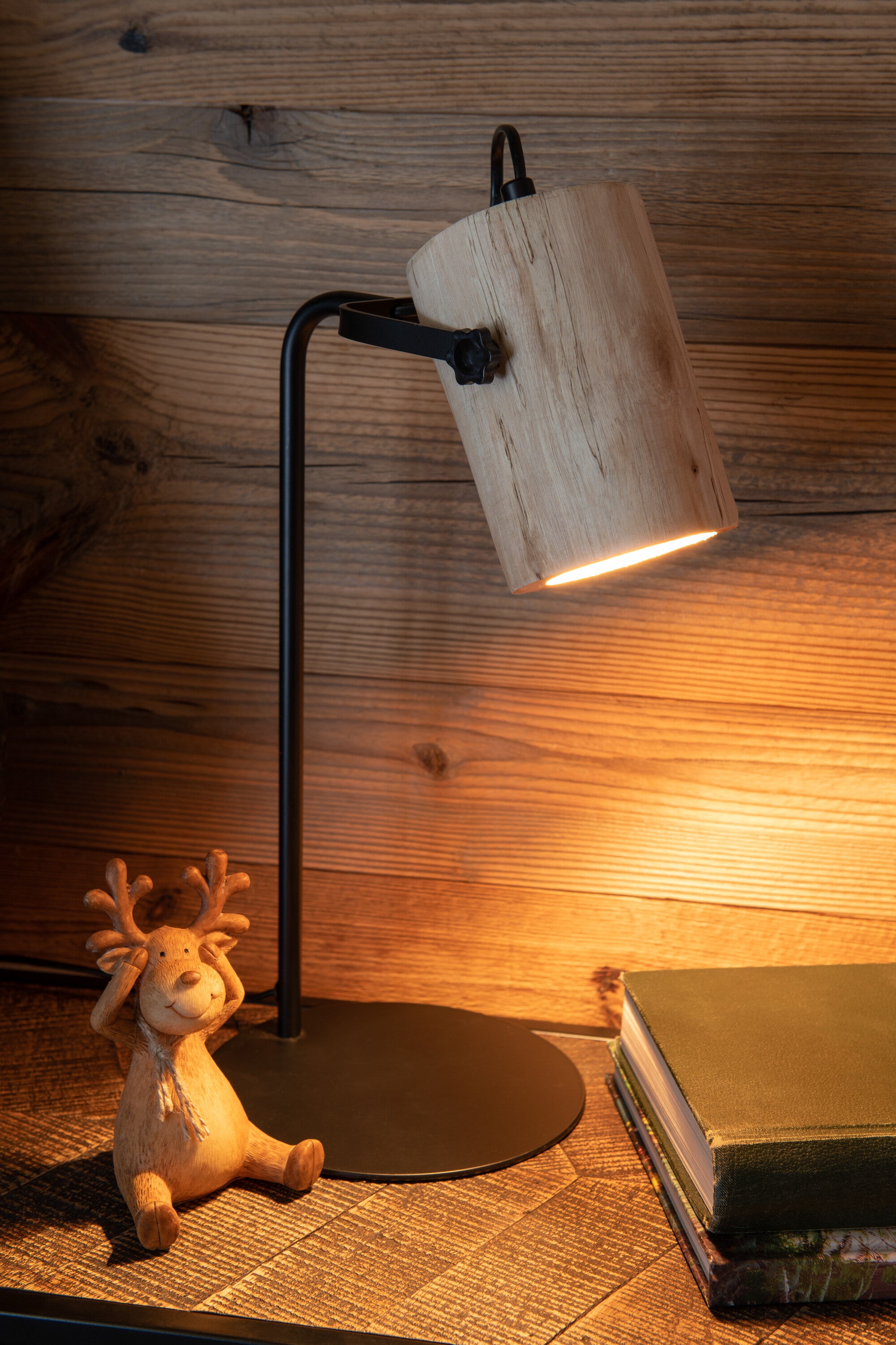 J-Line Silas Berangen bureaulamp - hout - naturel