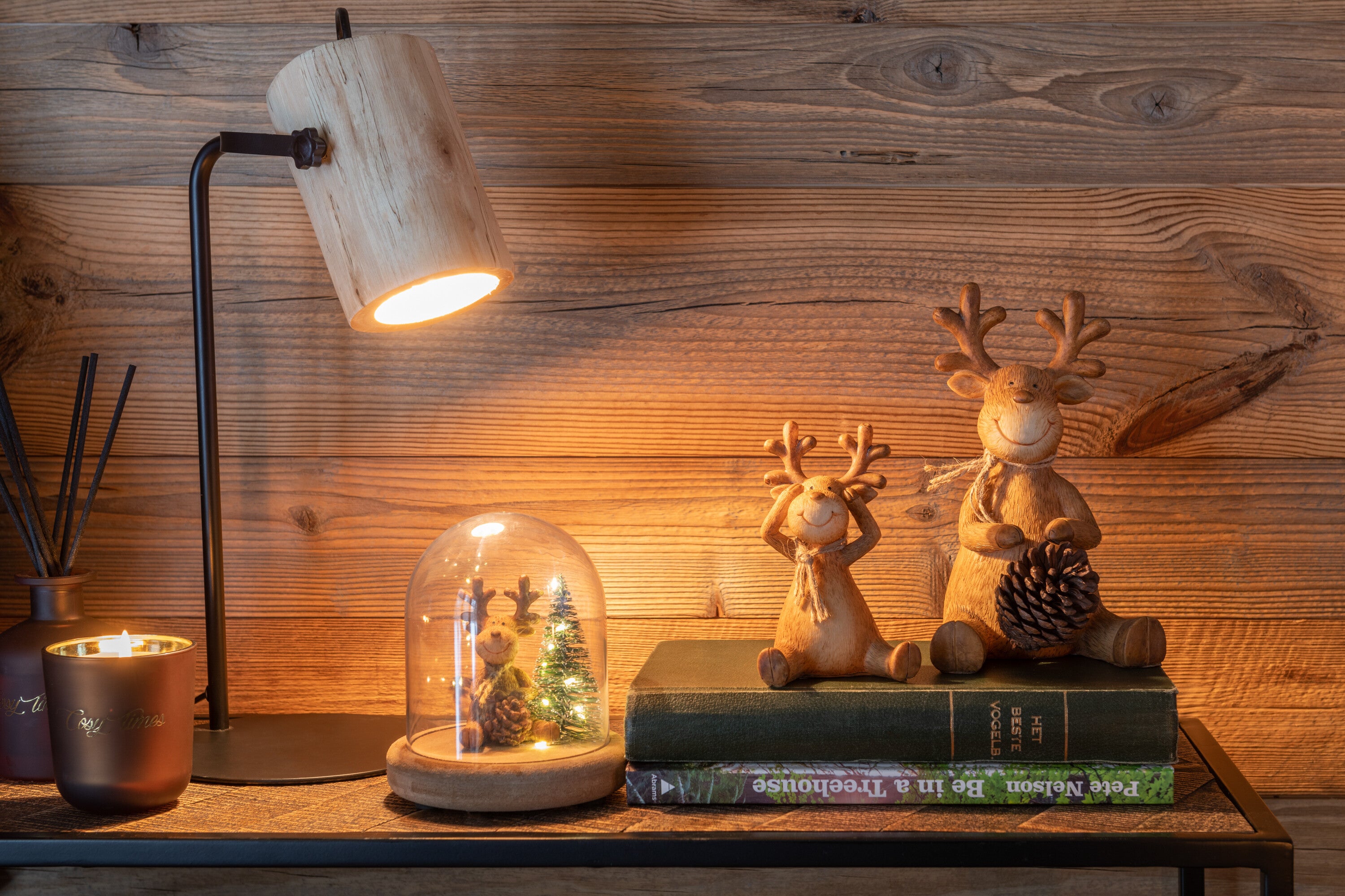 J-Line Silas Berangen bureaulamp - hout - naturel
